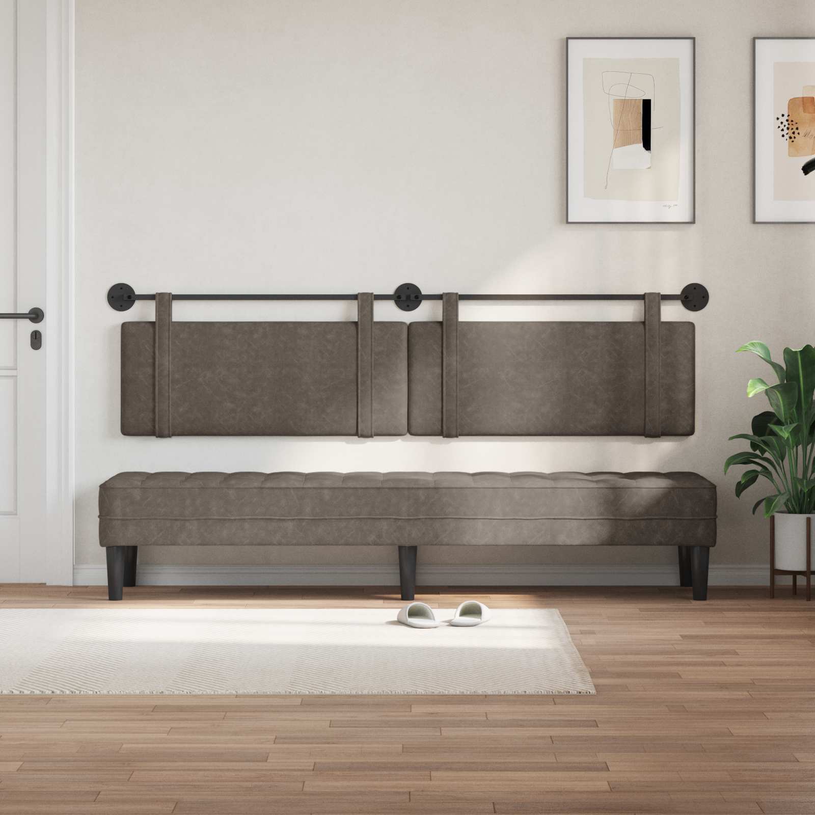 Hangend hoofdbord Grijs Antiek PU is nu te koop bij PeponiXL, paradijselijk wonen!