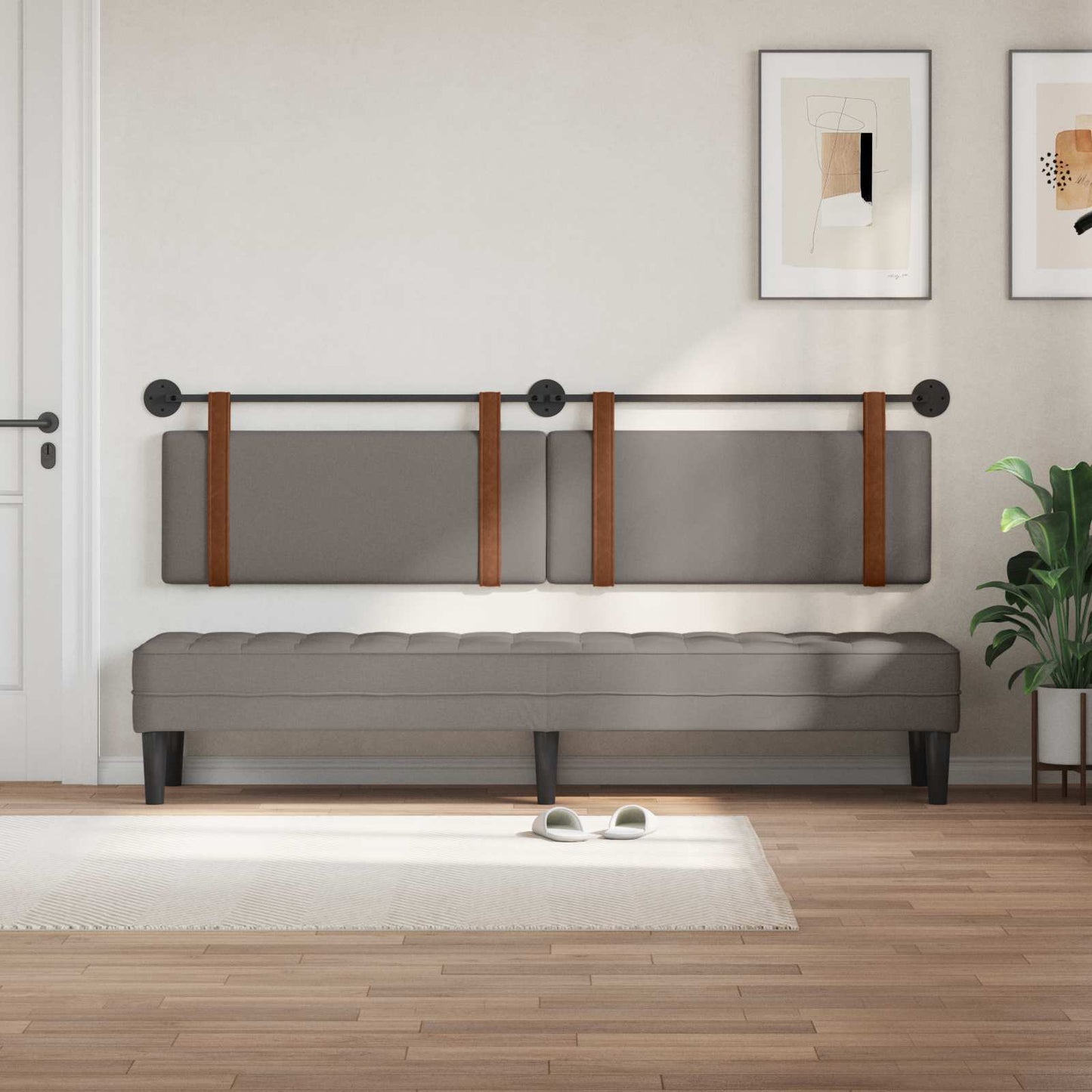 Hangend hoofdbord Taupe Antiek PU is nu te koop bij PeponiXL, paradijselijk wonen!
