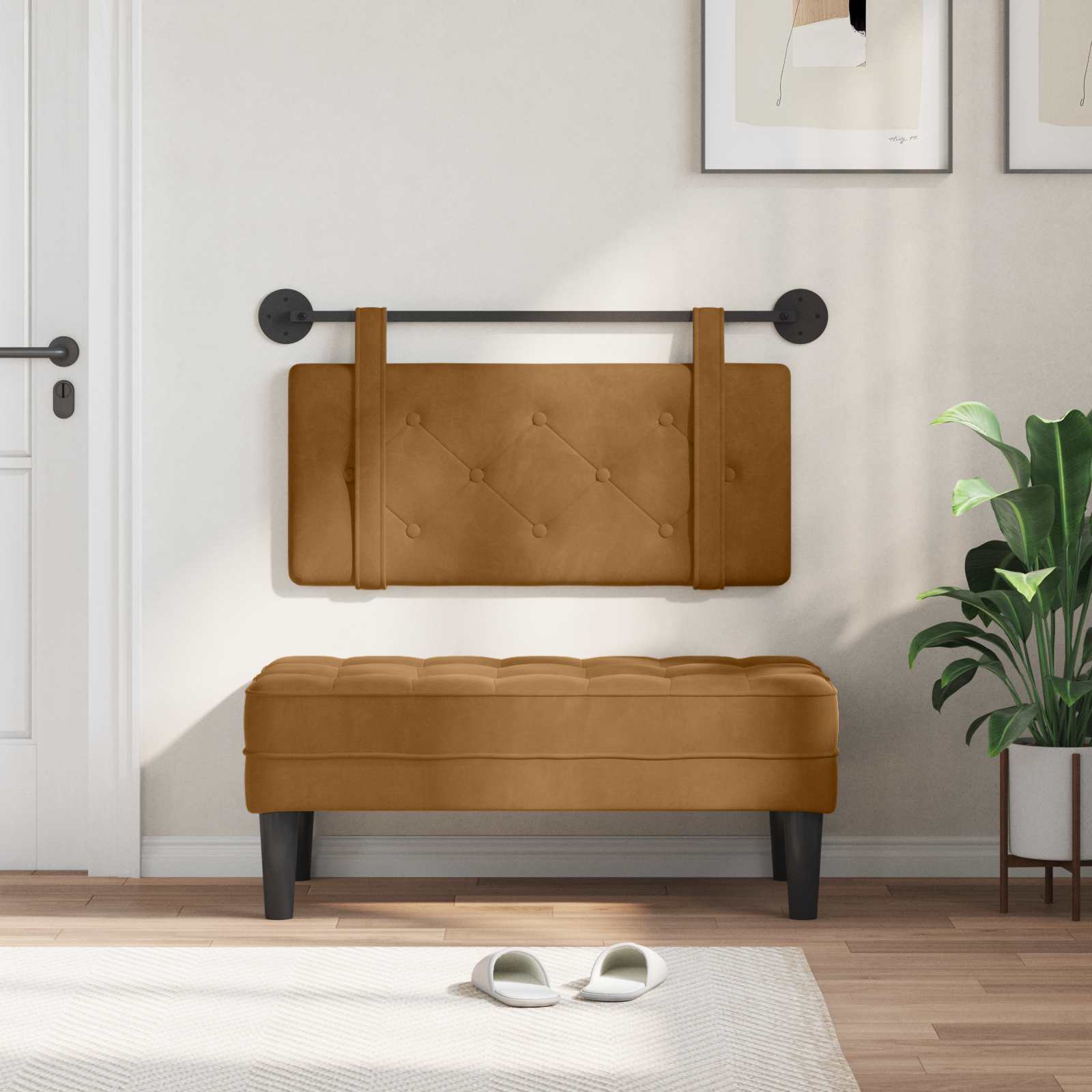Hangend hoofdbord Bruin Fluweel is nu te koop bij PeponiXL, paradijselijk wonen!