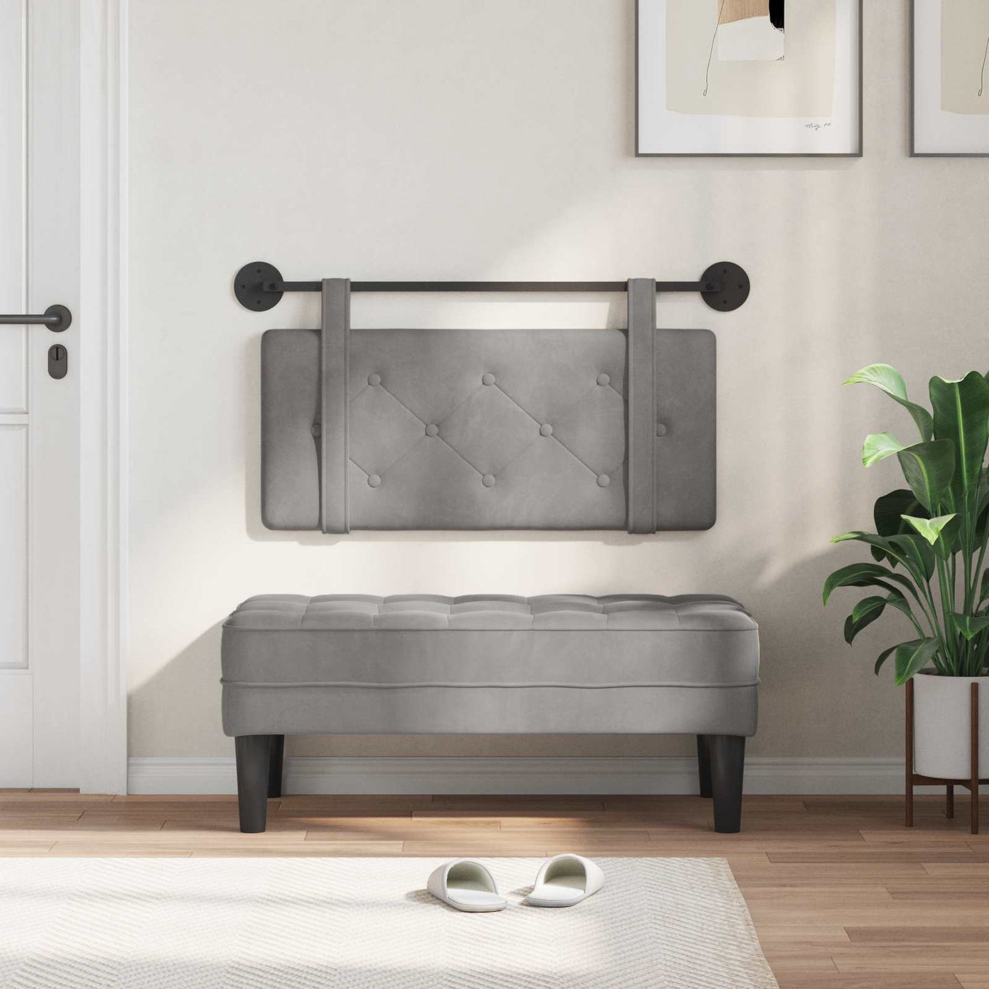 Hangend hoofdbord Lichtgrijs Fluweel is nu te koop bij PeponiXL, paradijselijk wonen!