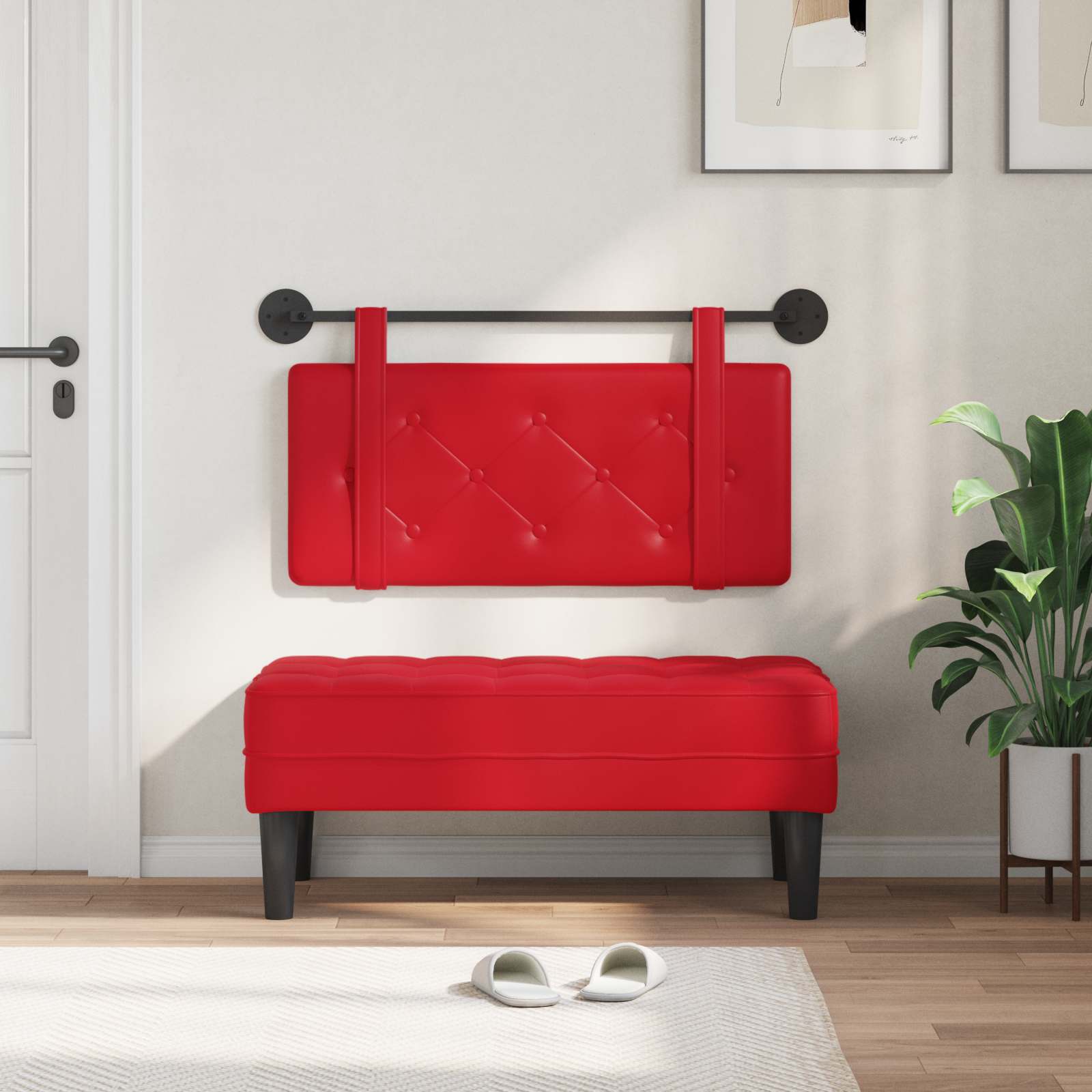 Hangend hoofdbord Rood Kunstleer is nu te koop bij PeponiXL, paradijselijk wonen!