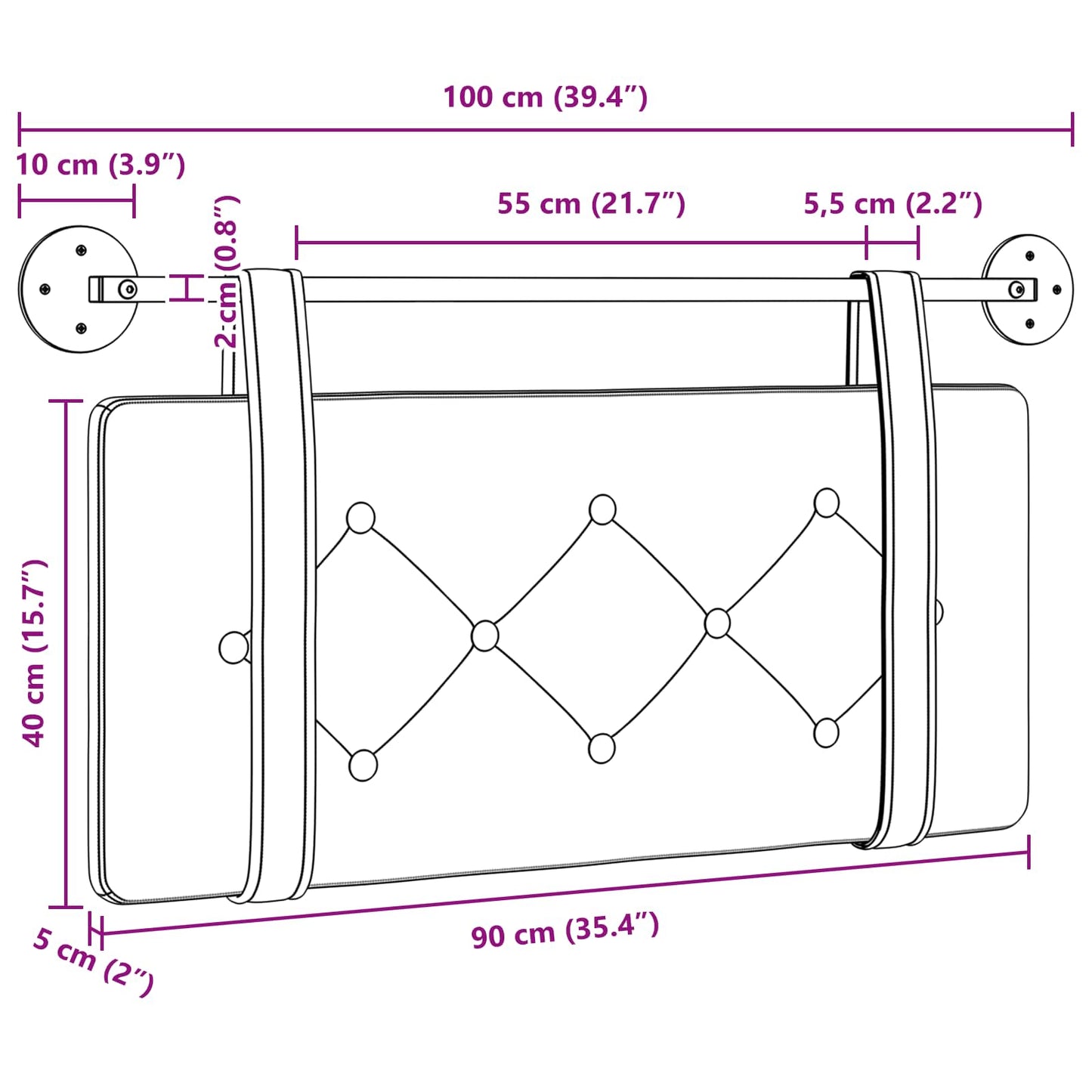 Hangend hoofdbord Cappuccino Kunstleer is nu te koop bij PeponiXL, paradijselijk wonen!