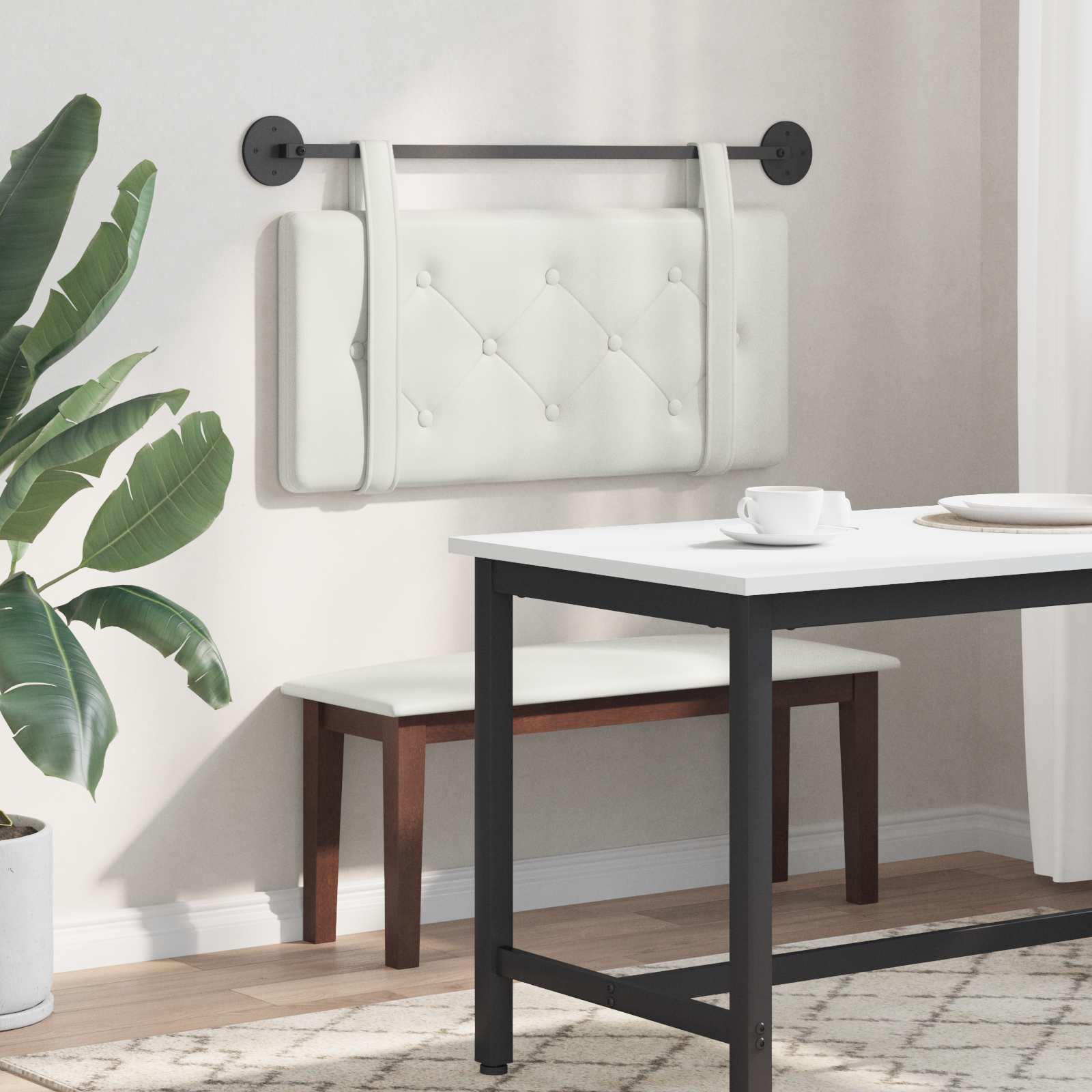 Hangend hoofdbord Wit Kunstleer is nu te koop bij PeponiXL, paradijselijk wonen!