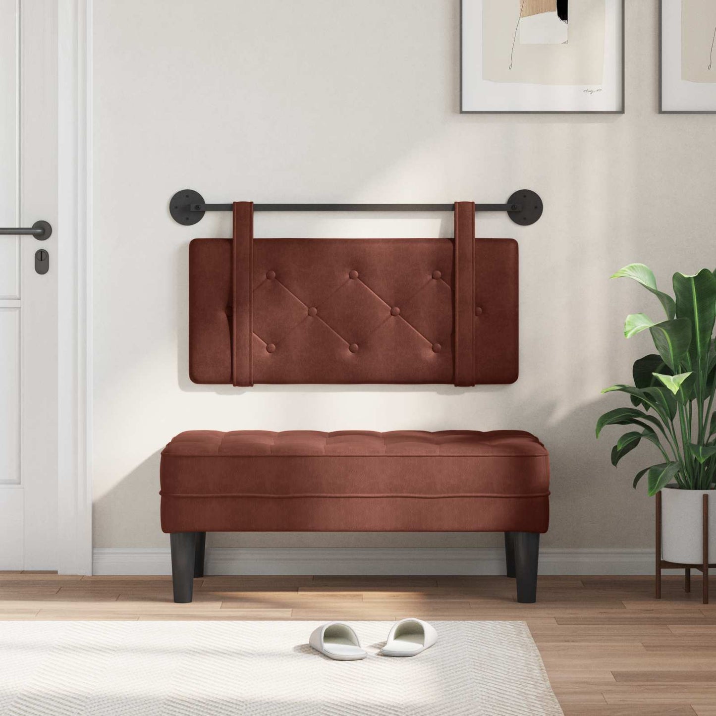 Hangend hoofdbord Glanzend Bruin Antiek PU is nu te koop bij PeponiXL, paradijselijk wonen!