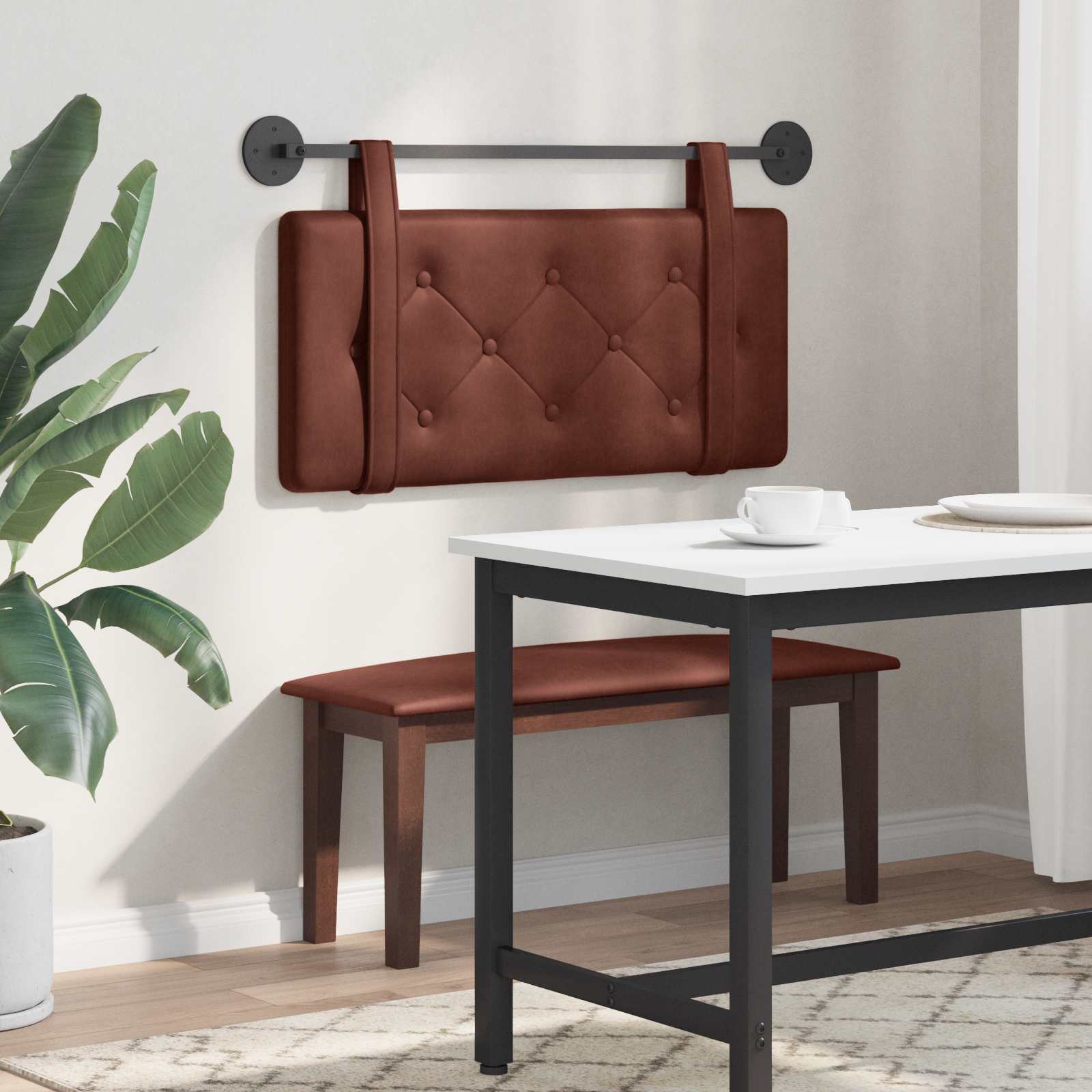 Hangend hoofdbord Glanzend Bruin Antiek PU is nu te koop bij PeponiXL, paradijselijk wonen!
