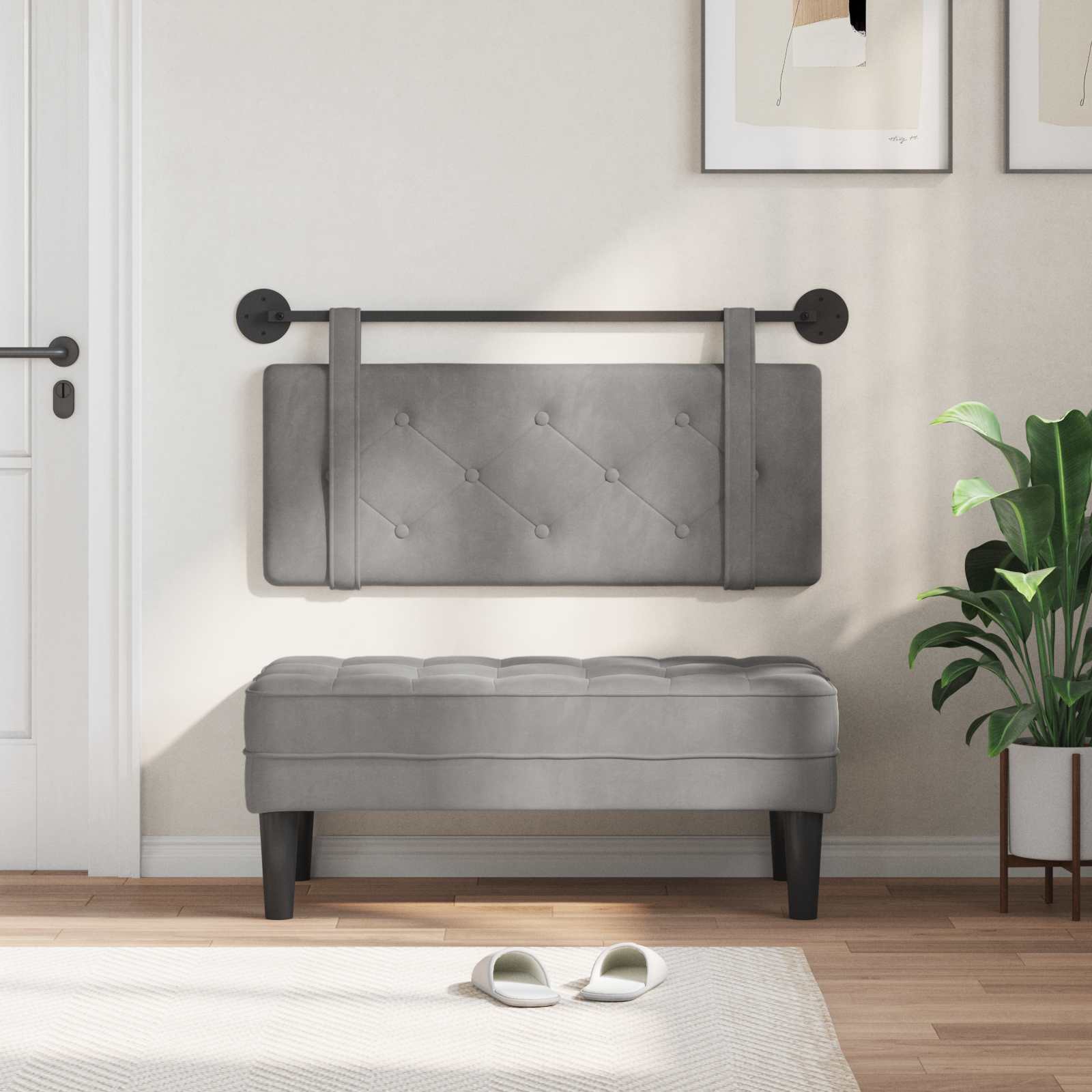 Hangend hoofdbord Lichtgrijs Fluweel is nu te koop bij PeponiXL, paradijselijk wonen!