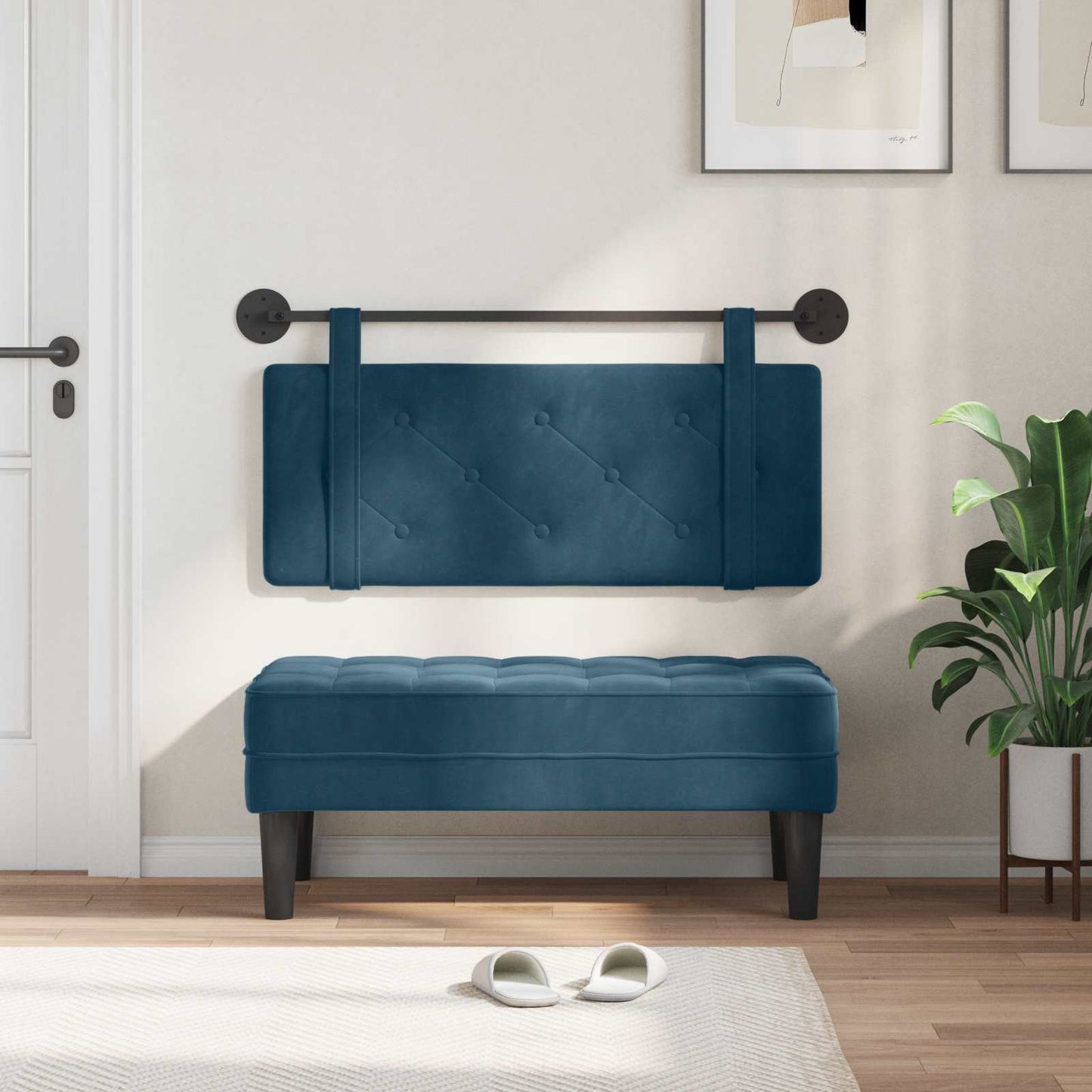 Hangend hoofdbord Blauw Fluweel is nu te koop bij PeponiXL, paradijselijk wonen!