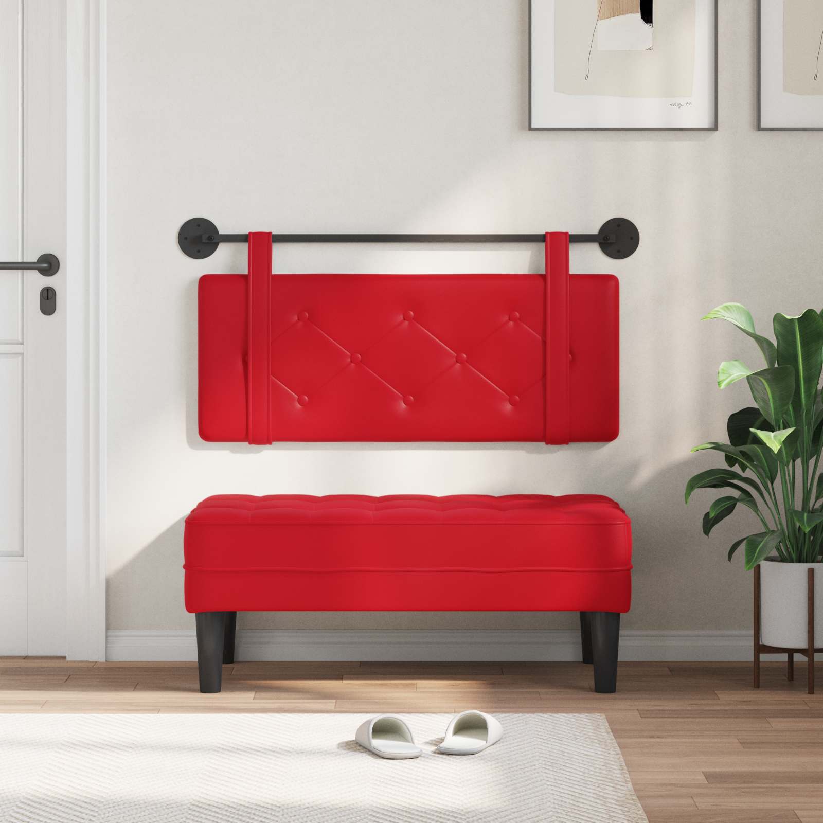 Hangend hoofdbord Rood Kunstleer is nu te koop bij PeponiXL, paradijselijk wonen!