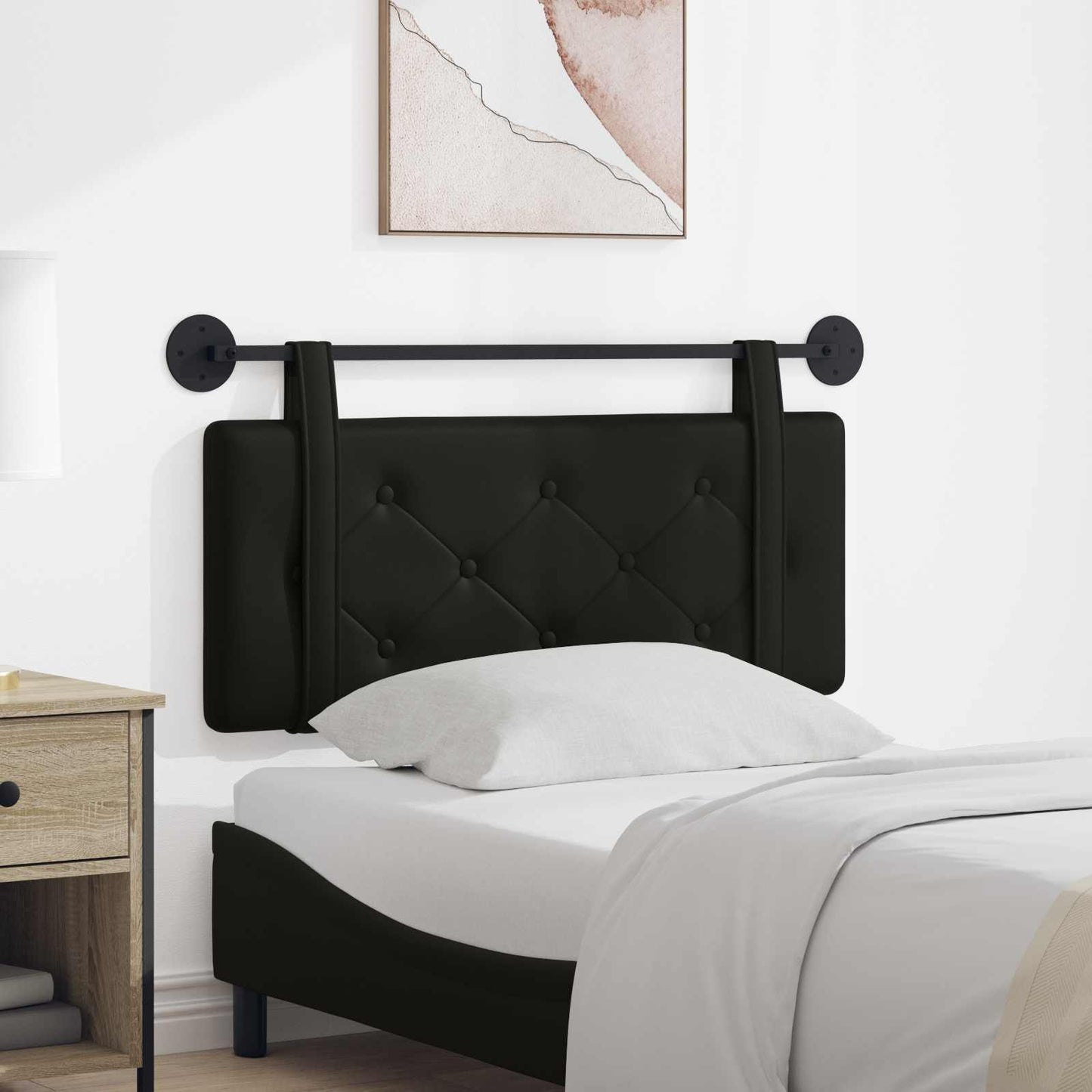 Hangend hoofdbord Zwart Nep Leer is nu te koop bij PeponiXL, paradijselijk wonen!