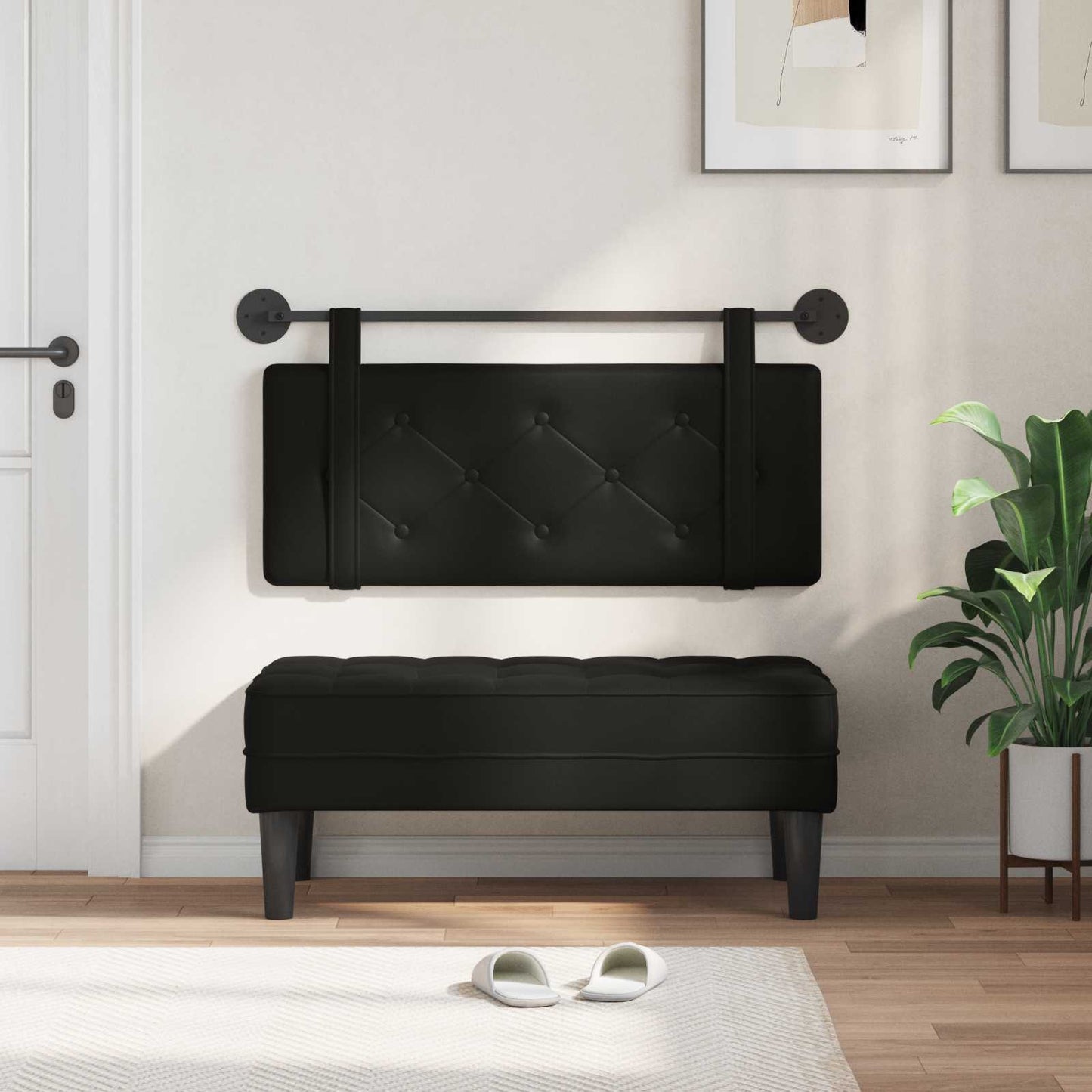 Hangend hoofdbord Zwart Nep Leer is nu te koop bij PeponiXL, paradijselijk wonen!