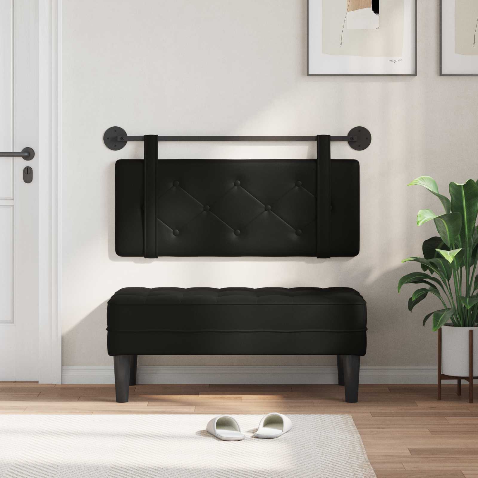 Hangend hoofdbord Zwart Nep Leer is nu te koop bij PeponiXL, paradijselijk wonen!