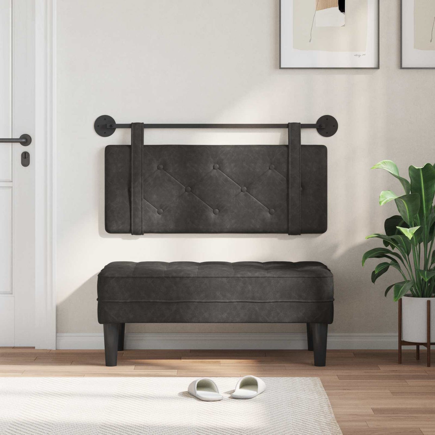 Hangend hoofdbord Zwart Antiek PU is nu te koop bij PeponiXL, paradijselijk wonen!