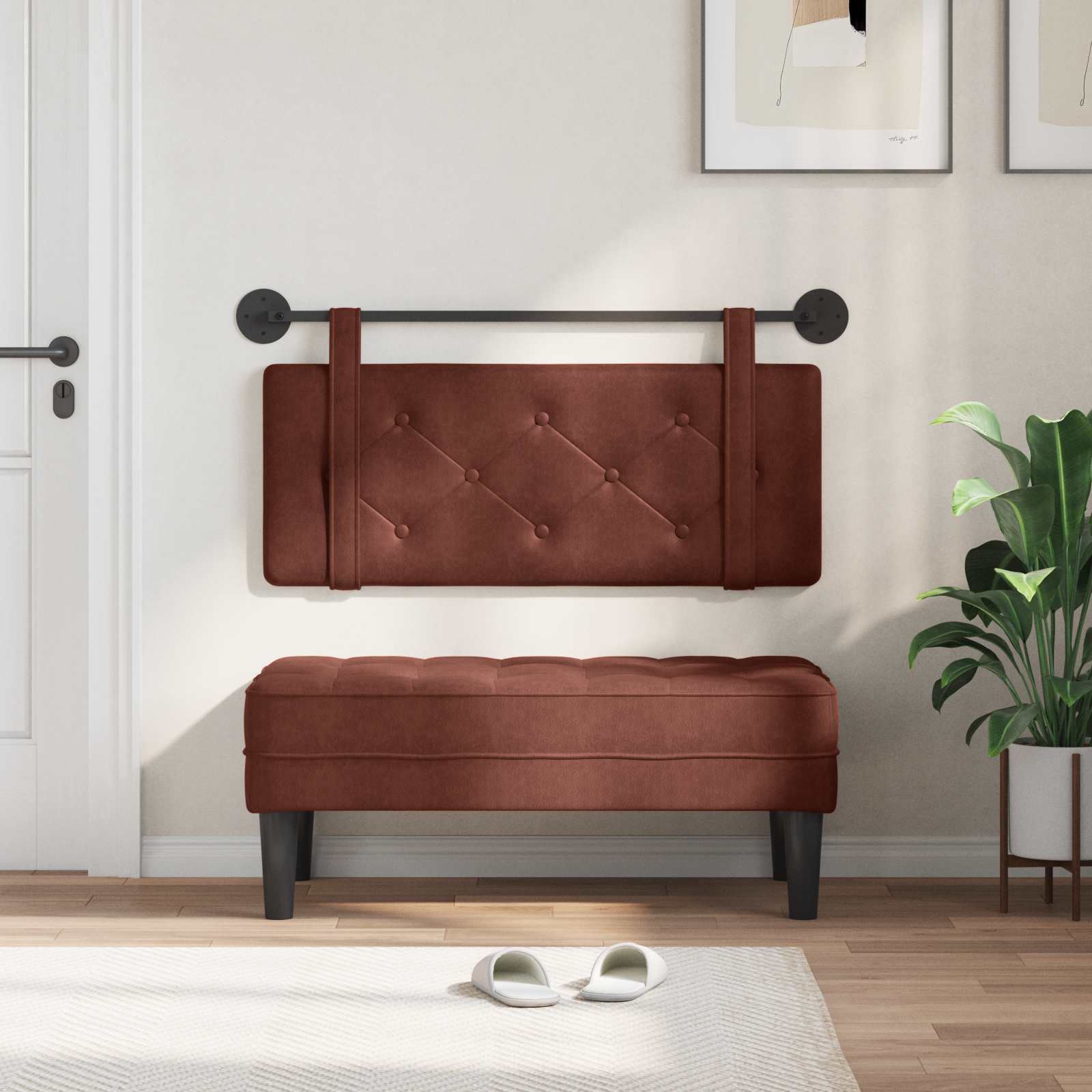 Hangend hoofdbord Glanzend Bruin Antiek PU is nu te koop bij PeponiXL, paradijselijk wonen!