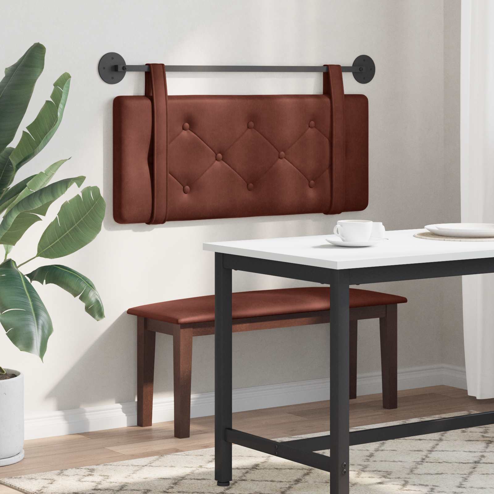 Hangend hoofdbord Glanzend Bruin Antiek PU is nu te koop bij PeponiXL, paradijselijk wonen!