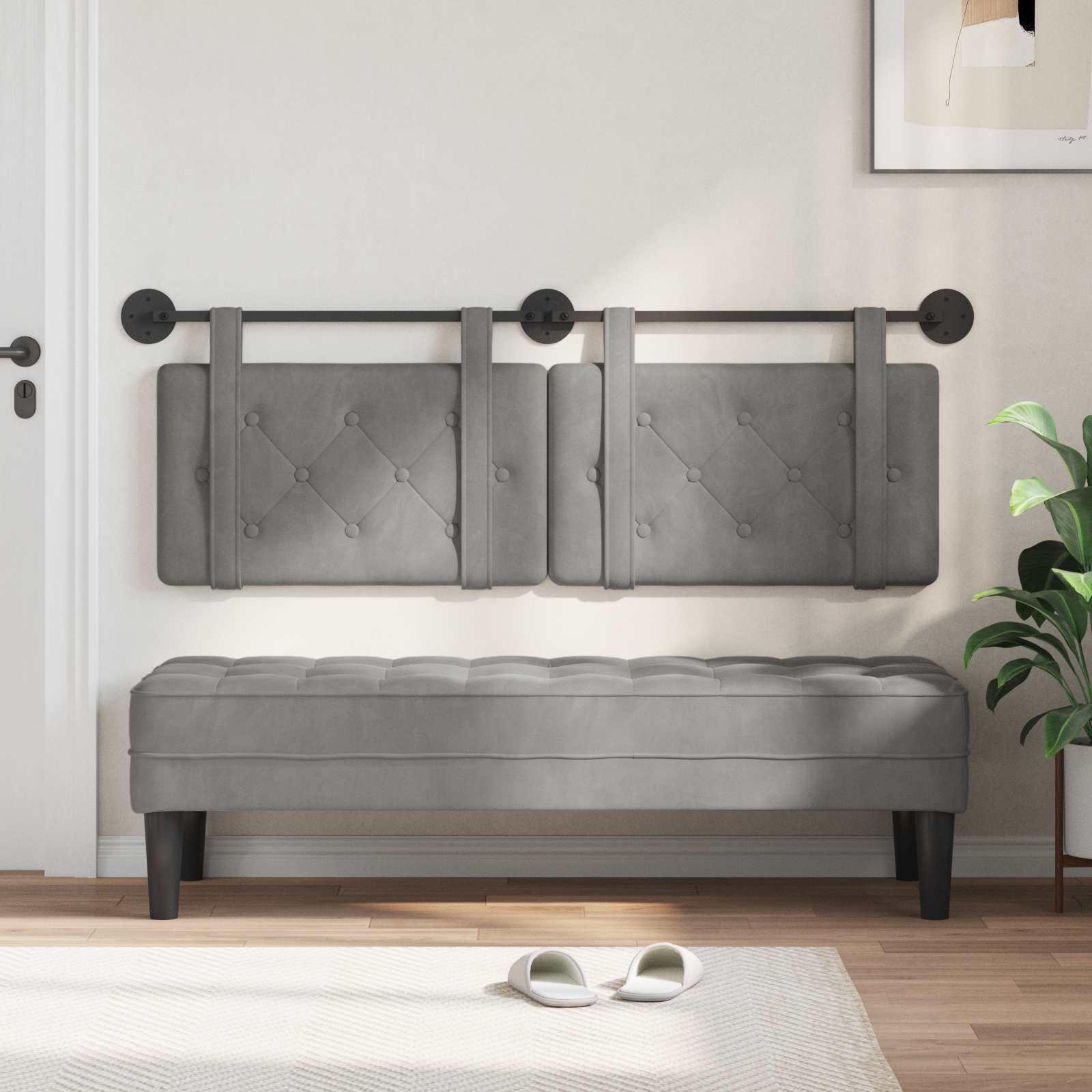 Hangend hoofdbord Lichtgrijs Fluweel is nu te koop bij PeponiXL, paradijselijk wonen!