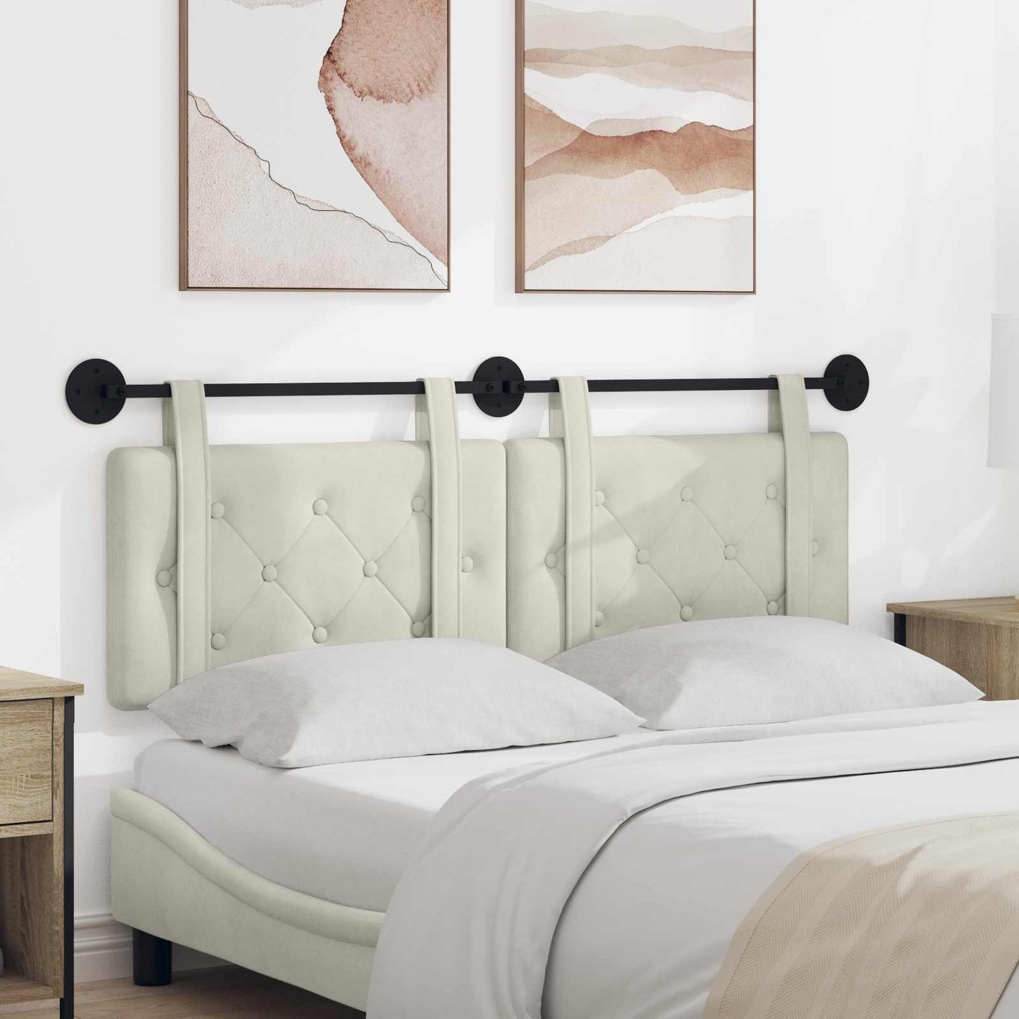 Hangend hoofdbord Crème Fluweel is nu te koop bij PeponiXL, paradijselijk wonen!