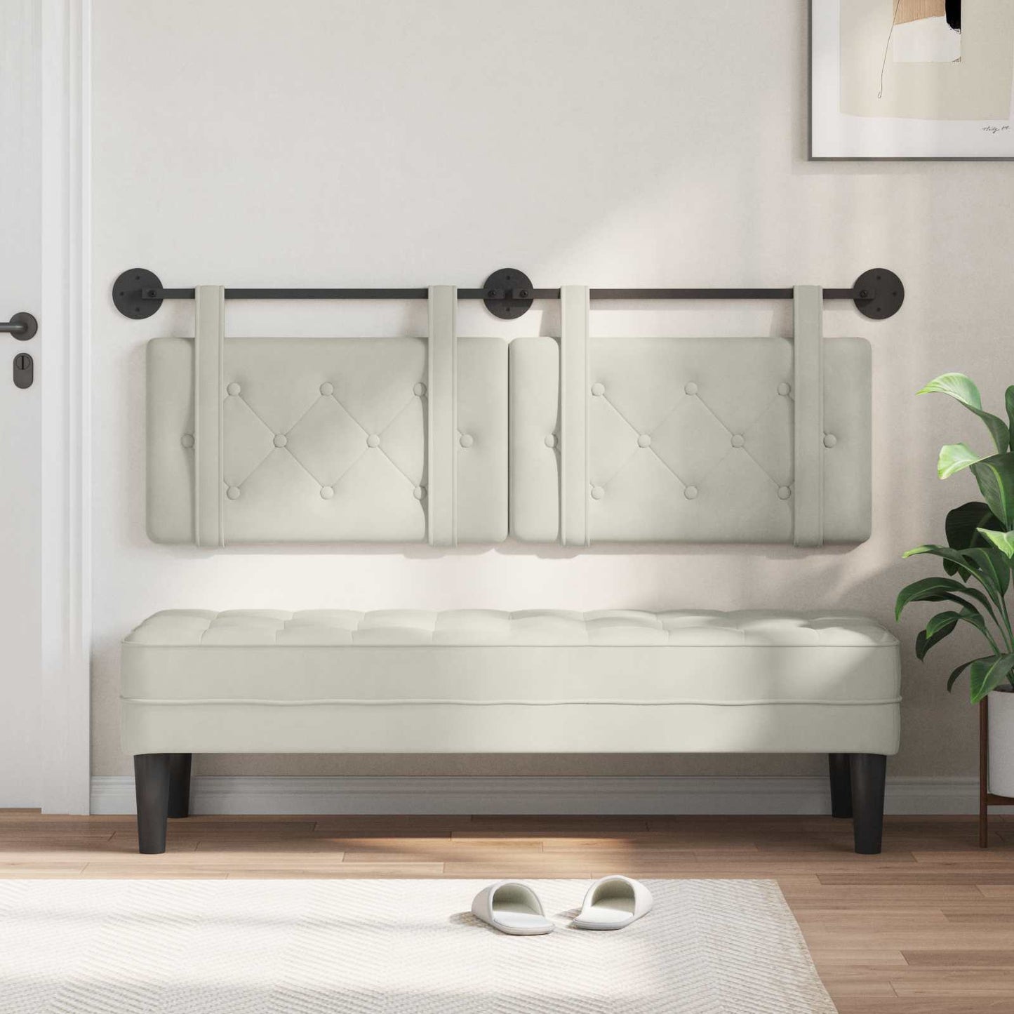 Hangend hoofdbord Crème Fluweel is nu te koop bij PeponiXL, paradijselijk wonen!