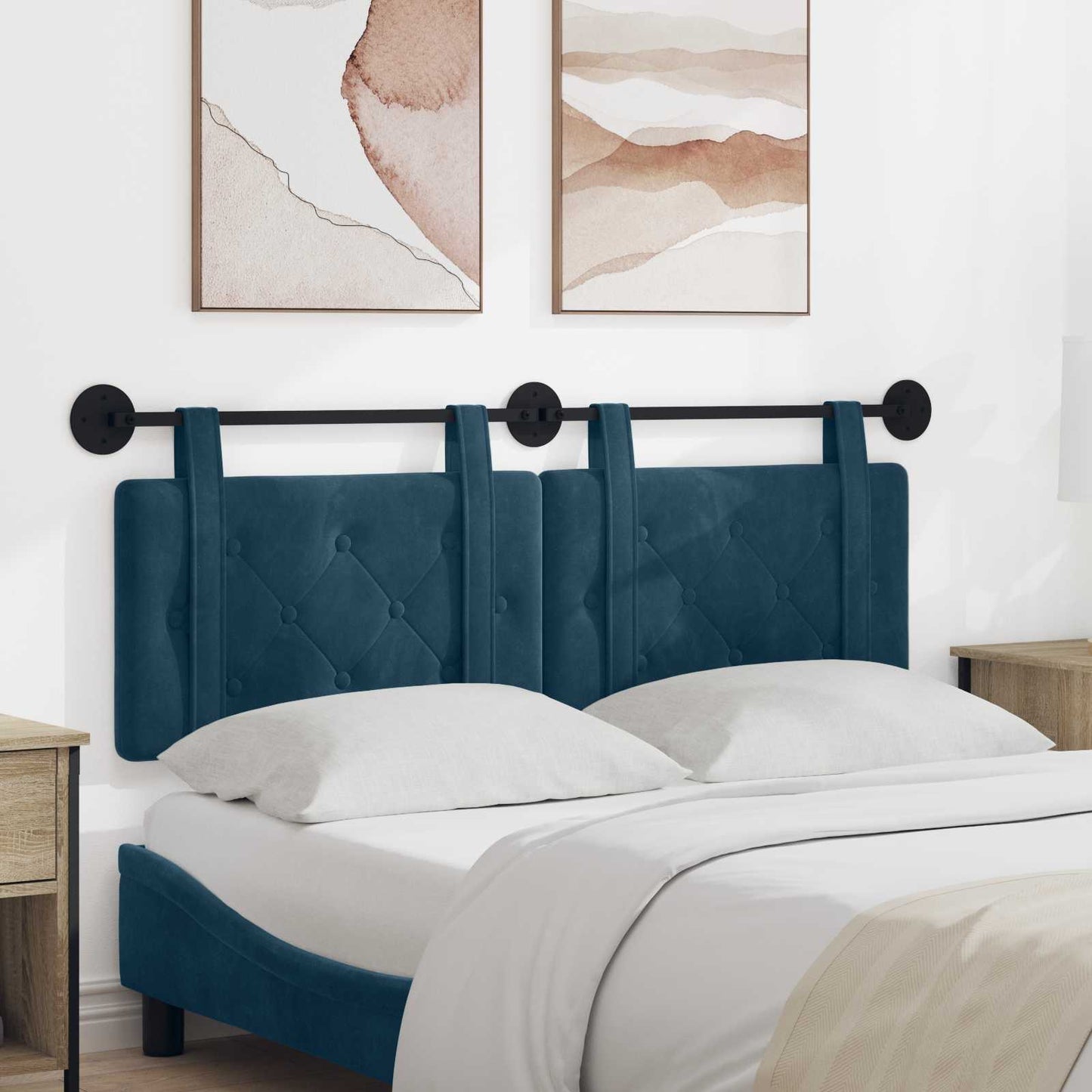 Hangend hoofdbord Blauw Fluweel is nu te koop bij PeponiXL, paradijselijk wonen!