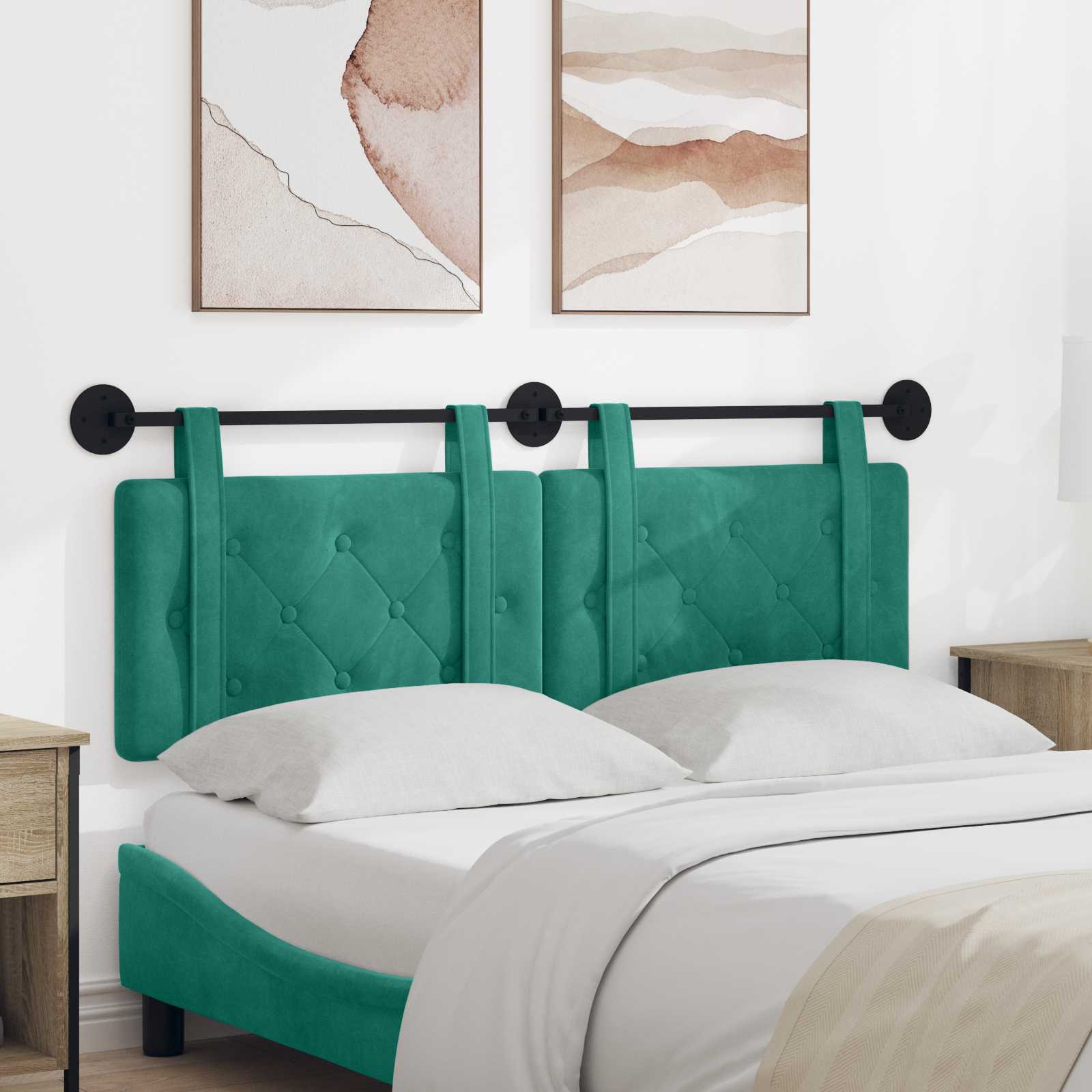 Hangend hoofdbord Turquoise Fluweel is nu te koop bij PeponiXL, paradijselijk wonen!