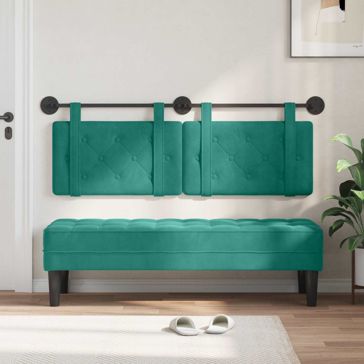 Hangend hoofdbord Turquoise Fluweel is nu te koop bij PeponiXL, paradijselijk wonen!
