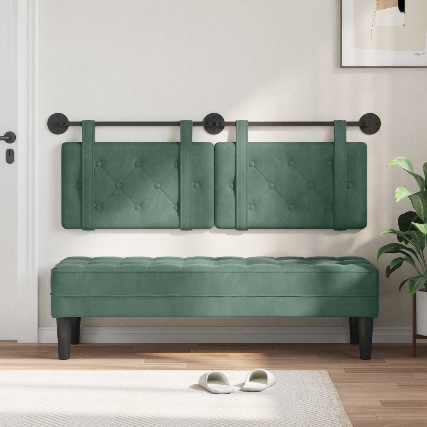 Hangend hoofdbord Zeegroen Fluweel is nu te koop bij PeponiXL, paradijselijk wonen!