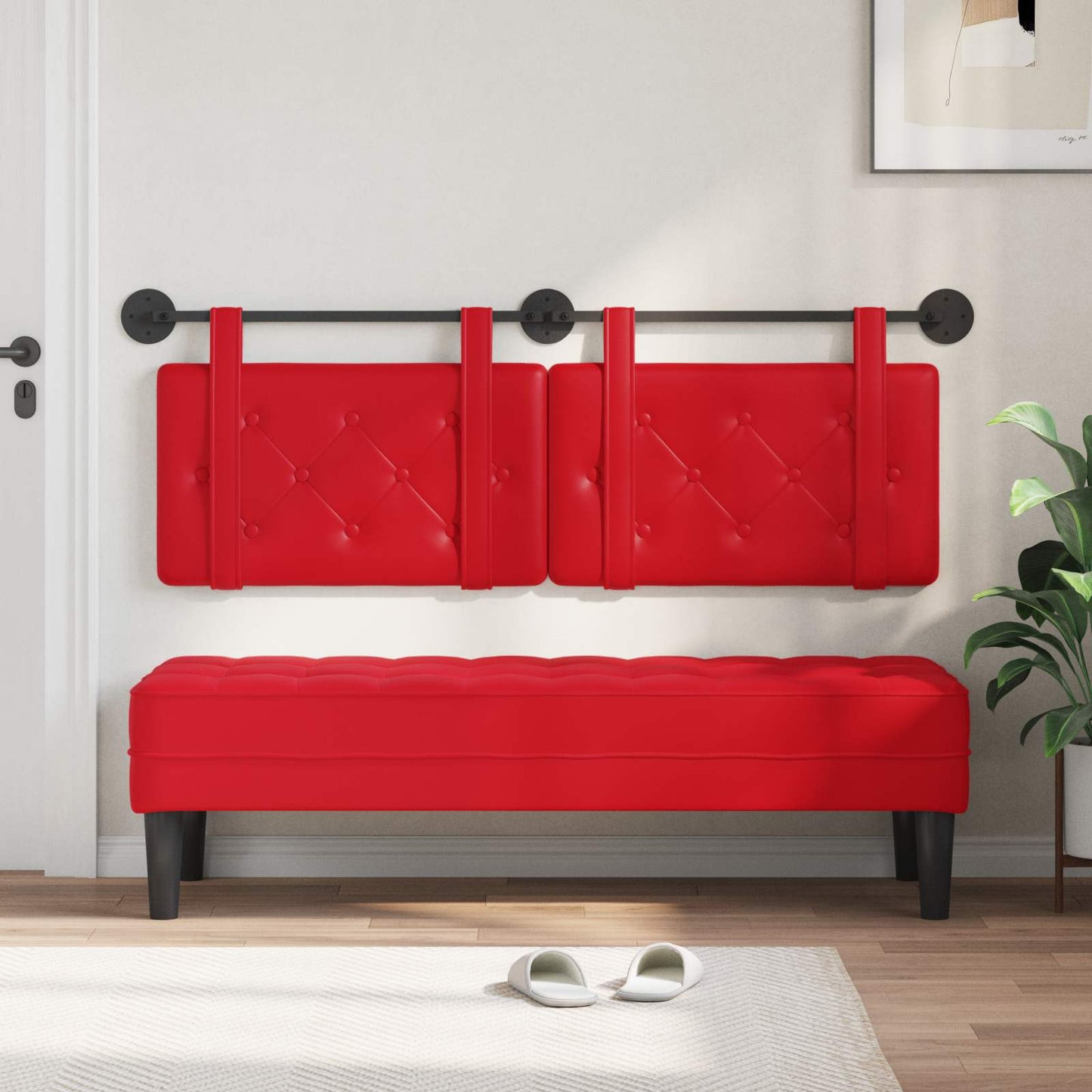 Hangend hoofdbord Rood Kunstleer is nu te koop bij PeponiXL, paradijselijk wonen!
