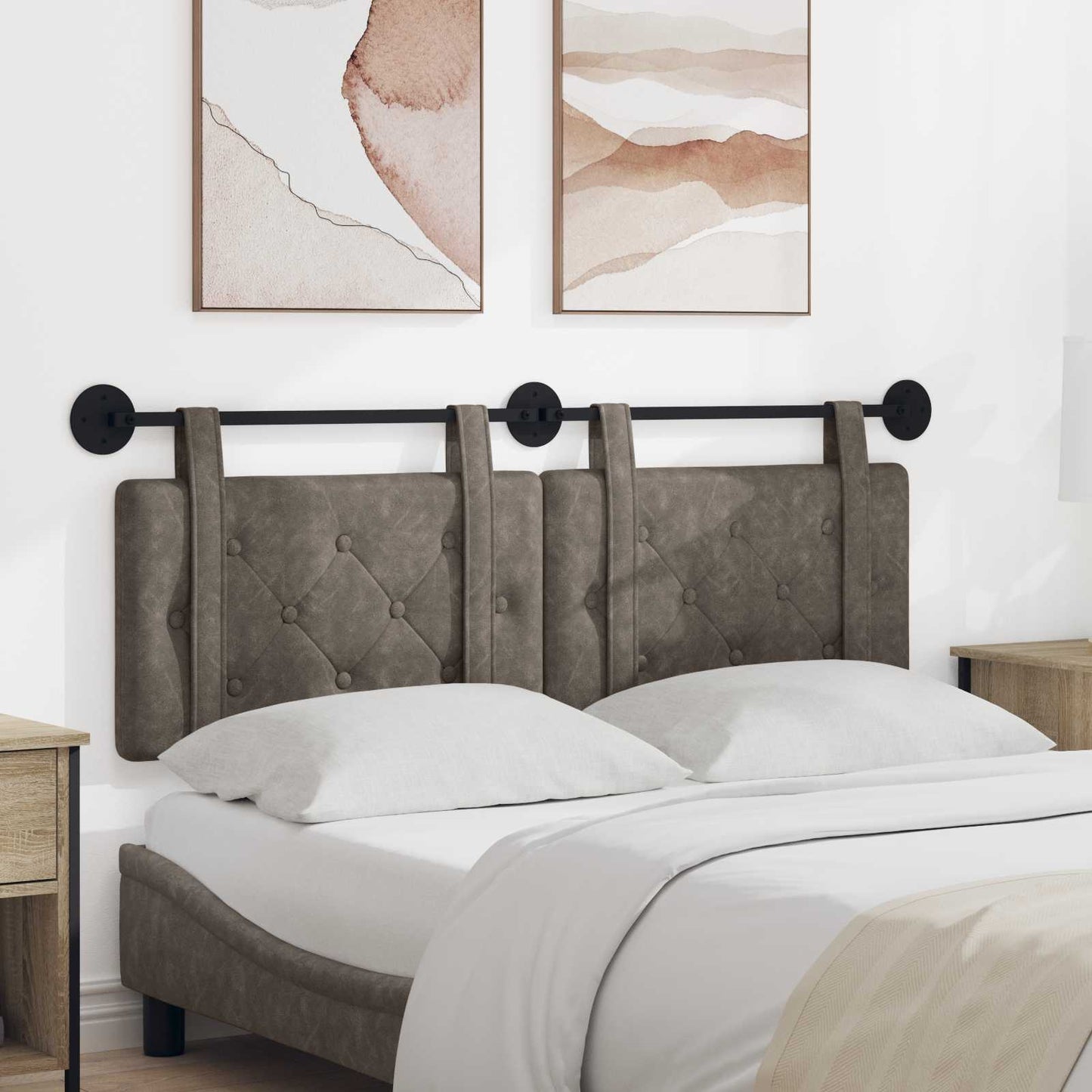 Hangend hoofdbord Grijs Antiek PU is nu te koop bij PeponiXL, paradijselijk wonen!