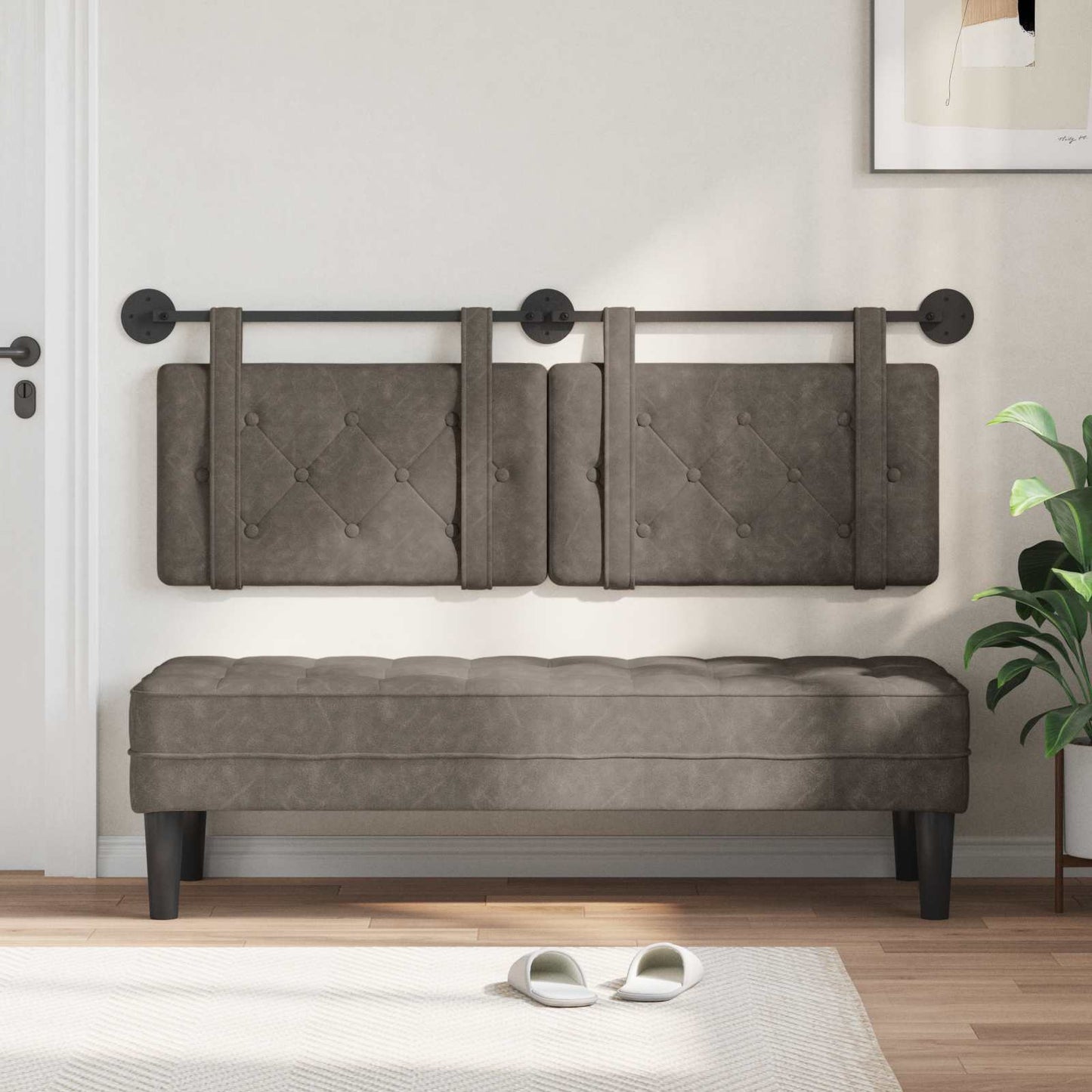 Hangend hoofdbord Grijs Antiek PU is nu te koop bij PeponiXL, paradijselijk wonen!
