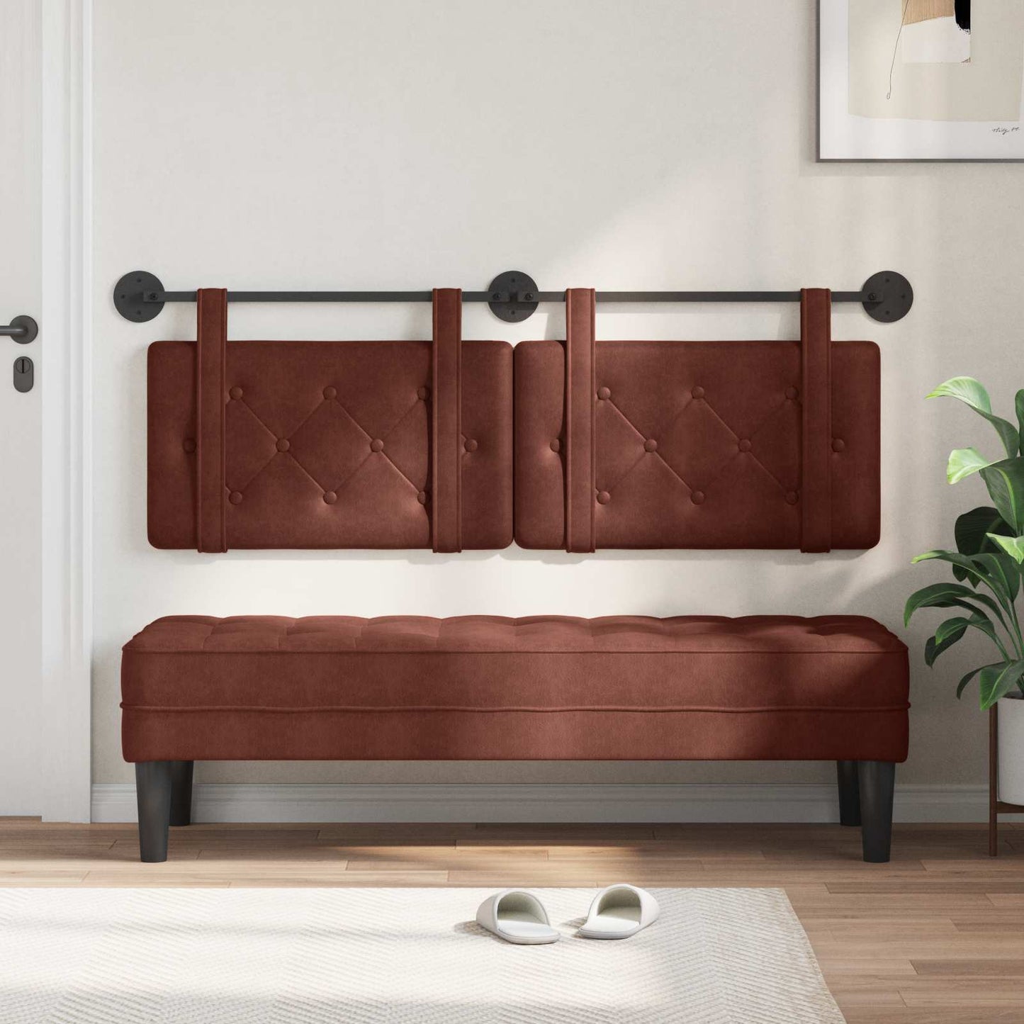 Hangend hoofdbord Glanzend Bruin Antiek PU is nu te koop bij PeponiXL, paradijselijk wonen!