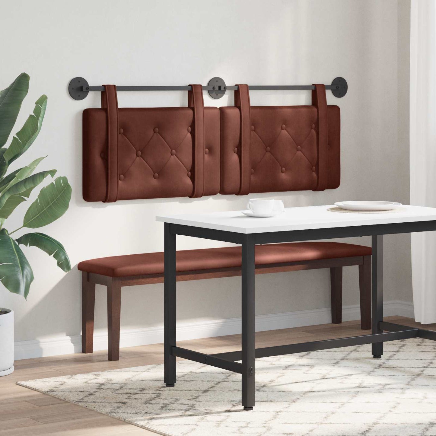 Hangend hoofdbord Glanzend Bruin Antiek PU is nu te koop bij PeponiXL, paradijselijk wonen!