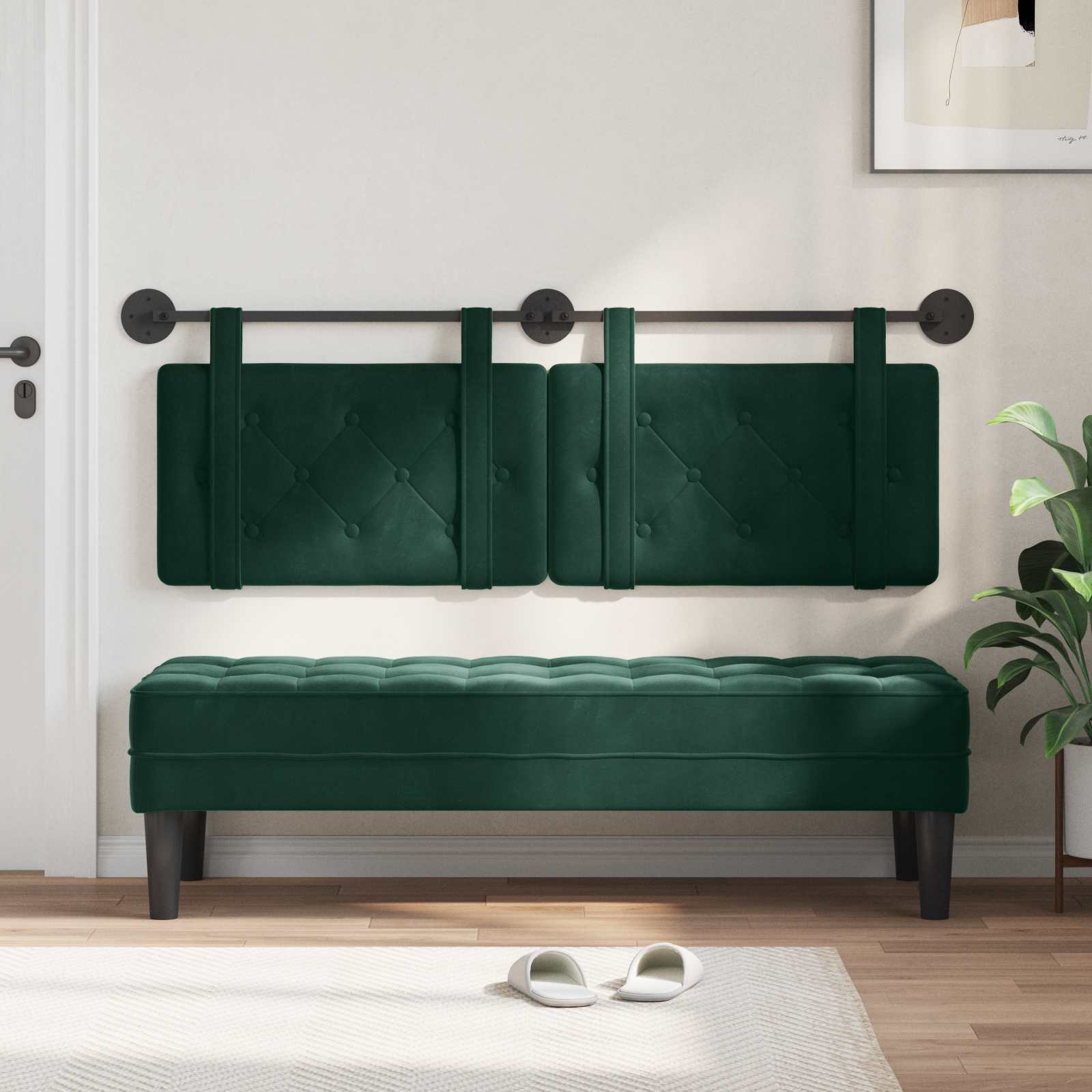 Hangend hoofdbord Donkergroen Fluweel is nu te koop bij PeponiXL, paradijselijk wonen!