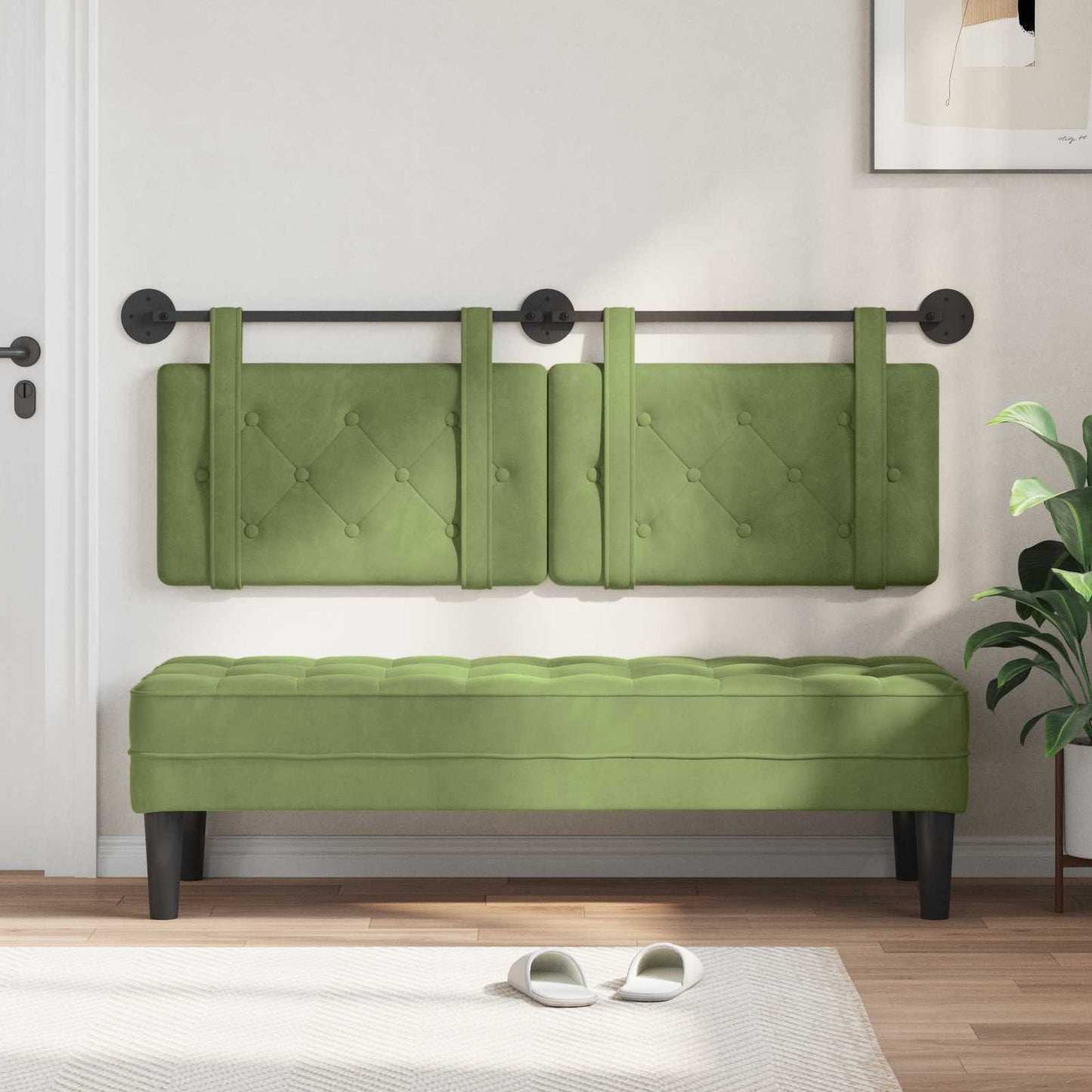Hangend hoofdbord Lichtgroen Fluweel is nu te koop bij PeponiXL, paradijselijk wonen!