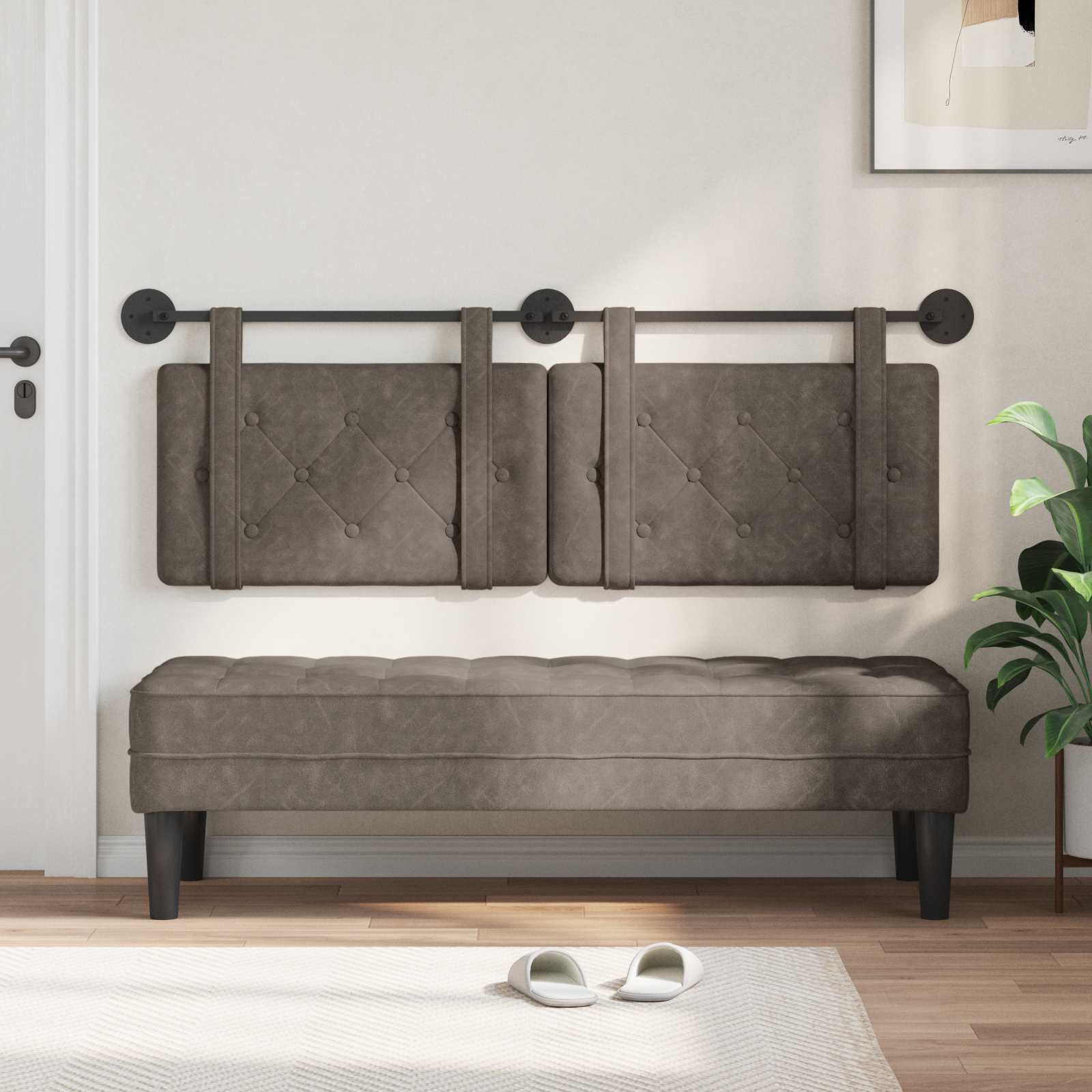 Hangend hoofdbord Grijs Antiek PU is nu te koop bij PeponiXL, paradijselijk wonen!
