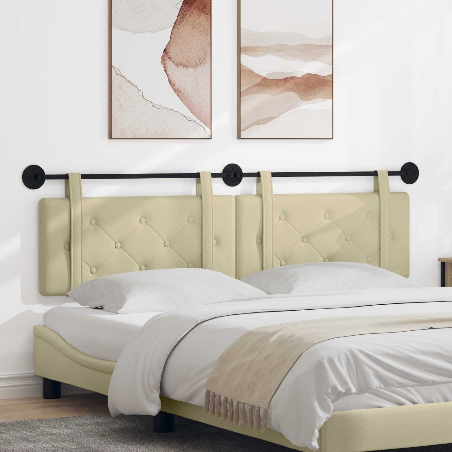 Hangend hoofdbord Crème Kunstleer is nu te koop bij PeponiXL, paradijselijk wonen!