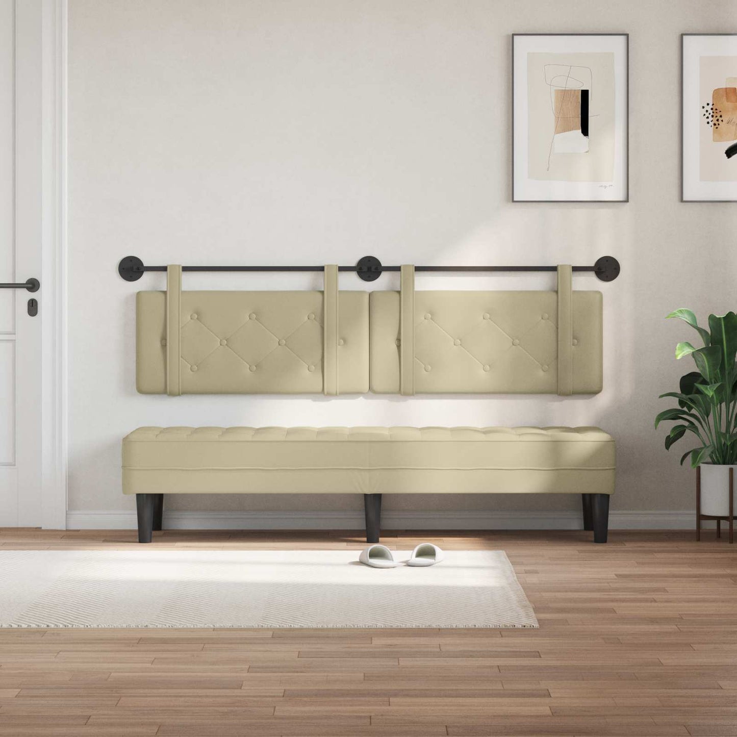 Hangend hoofdbord Crème Kunstleer is nu te koop bij PeponiXL, paradijselijk wonen!