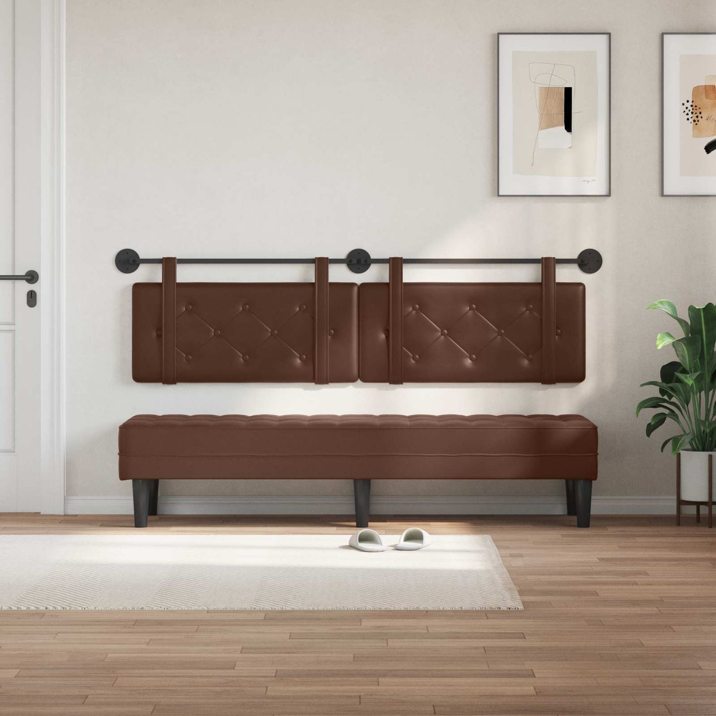 Hangend hoofdbord Bruin Kunstleer is nu te koop bij PeponiXL, paradijselijk wonen!