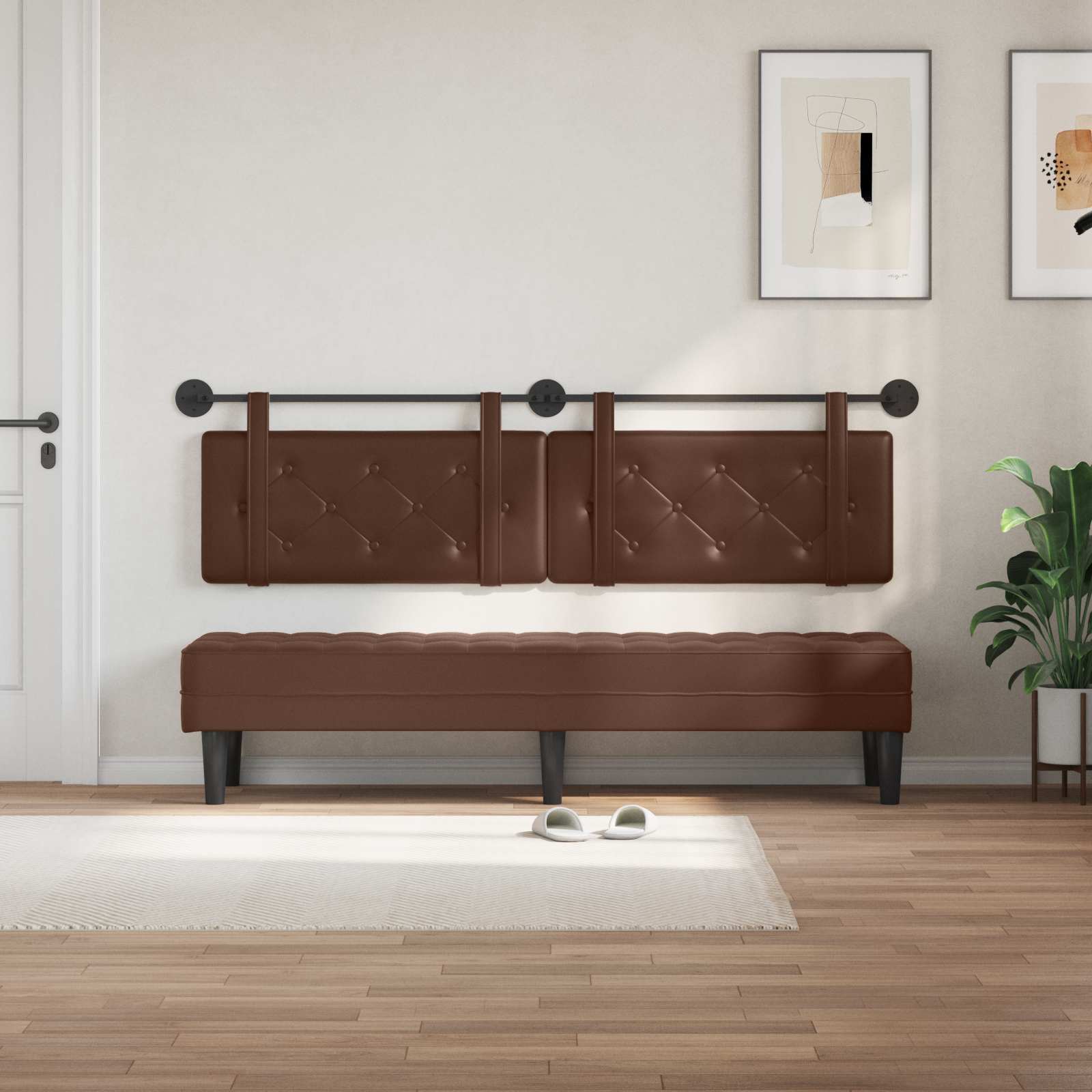 Hangend hoofdbord Bruin Kunstleer is nu te koop bij PeponiXL, paradijselijk wonen!