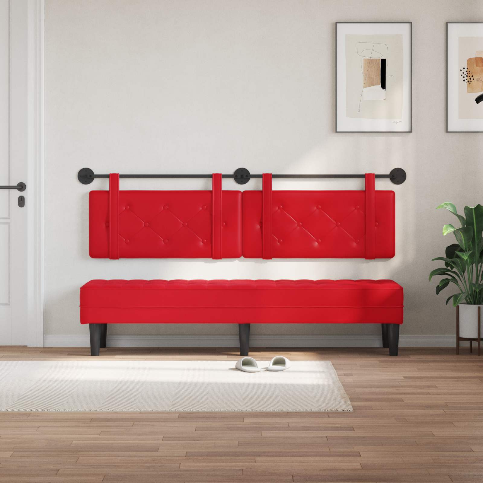 Hangend hoofdbord Rood Kunstleer is nu te koop bij PeponiXL, paradijselijk wonen!