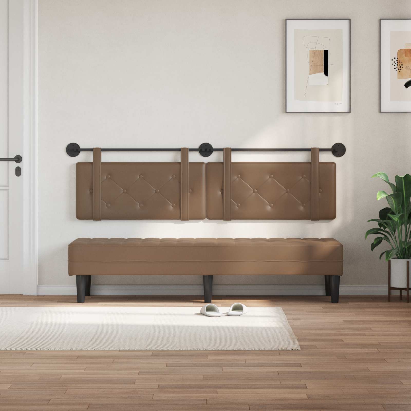 Hangend hoofdbord Cappuccino Kunstleer is nu te koop bij PeponiXL, paradijselijk wonen!