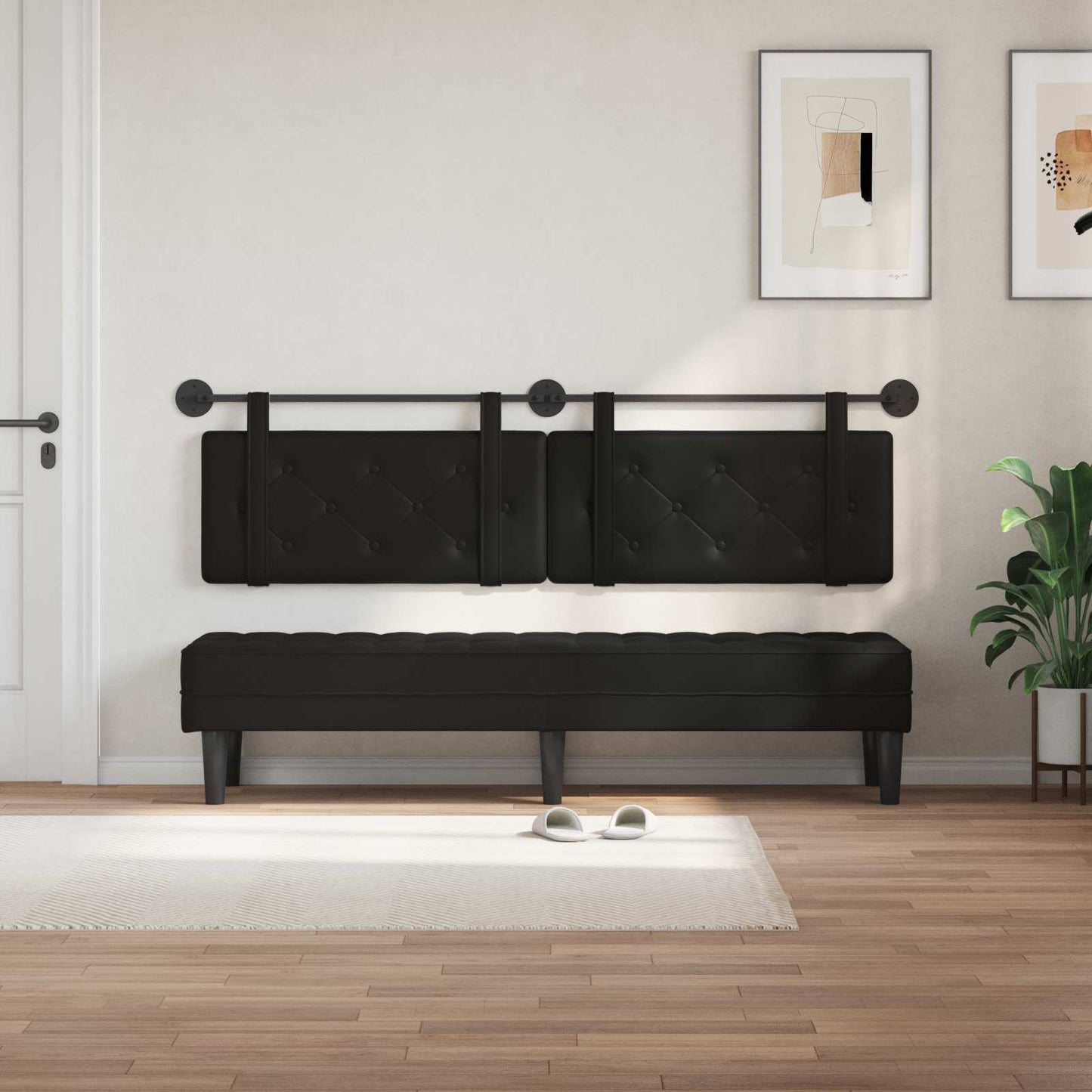 Hangend hoofdbord Zwart Kunstleer is nu te koop bij PeponiXL, paradijselijk wonen!