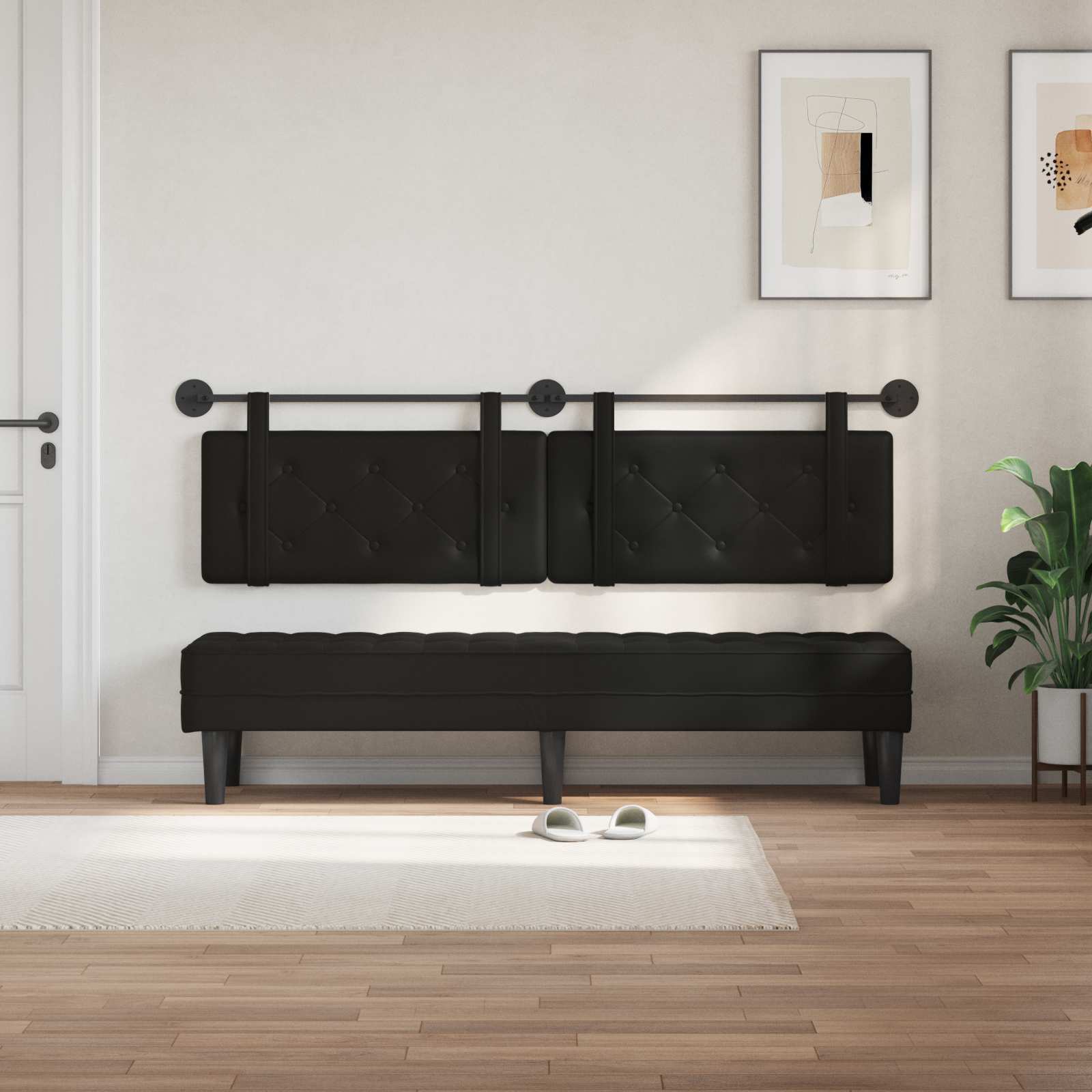 Hangend hoofdbord Zwart Kunstleer is nu te koop bij PeponiXL, paradijselijk wonen!