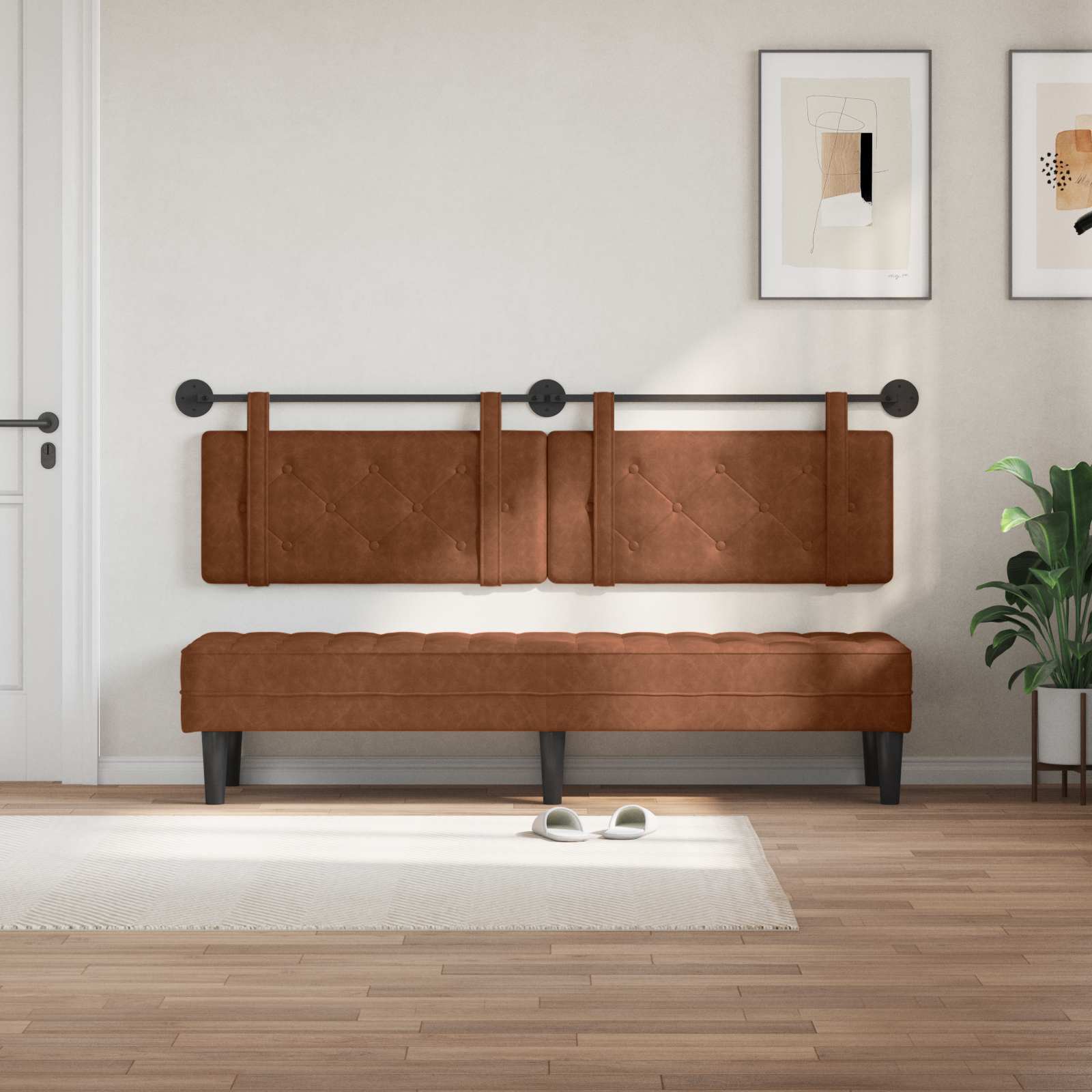 Hangend hoofdbord Bruin Antiek PU is nu te koop bij PeponiXL, paradijselijk wonen!