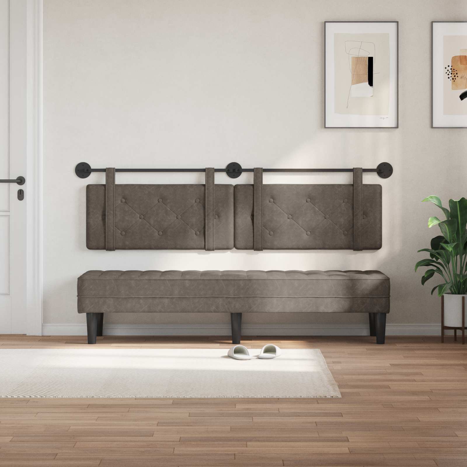 Hangend hoofdbord Grijs Antiek PU is nu te koop bij PeponiXL, paradijselijk wonen!