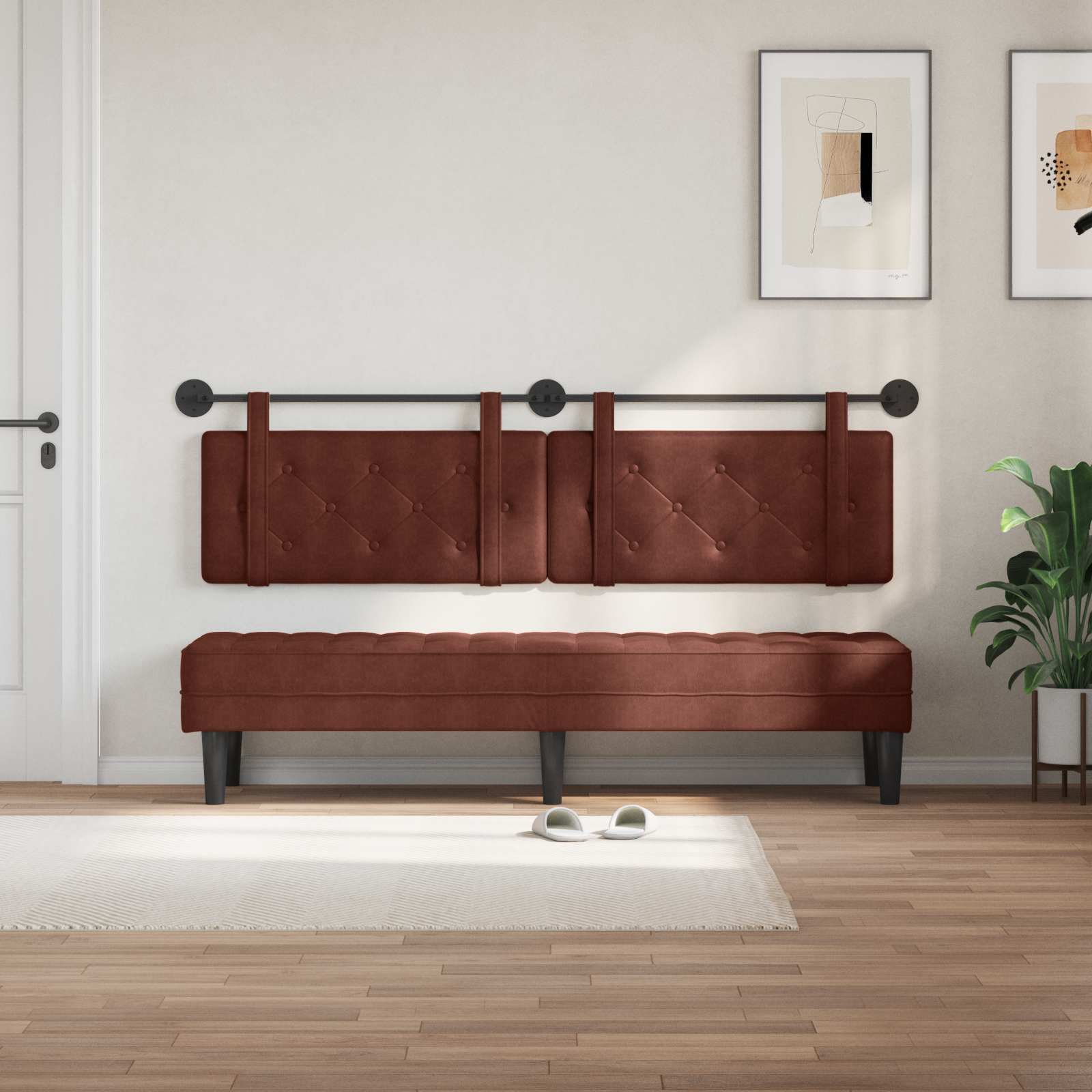 Hangend hoofdbord Glanzend Bruin Antiek PU is nu te koop bij PeponiXL, paradijselijk wonen!