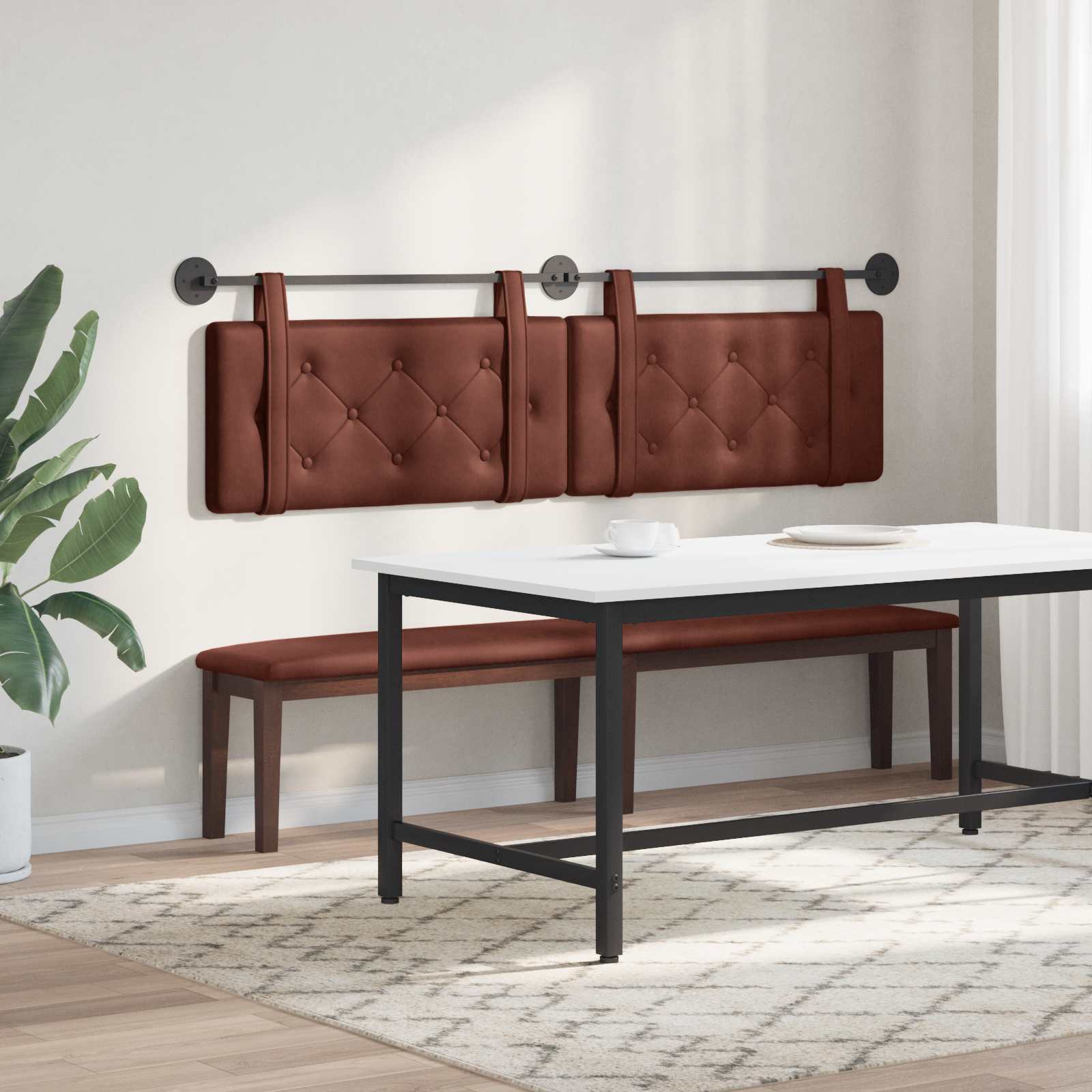 Hangend hoofdbord Glanzend Bruin Antiek PU is nu te koop bij PeponiXL, paradijselijk wonen!