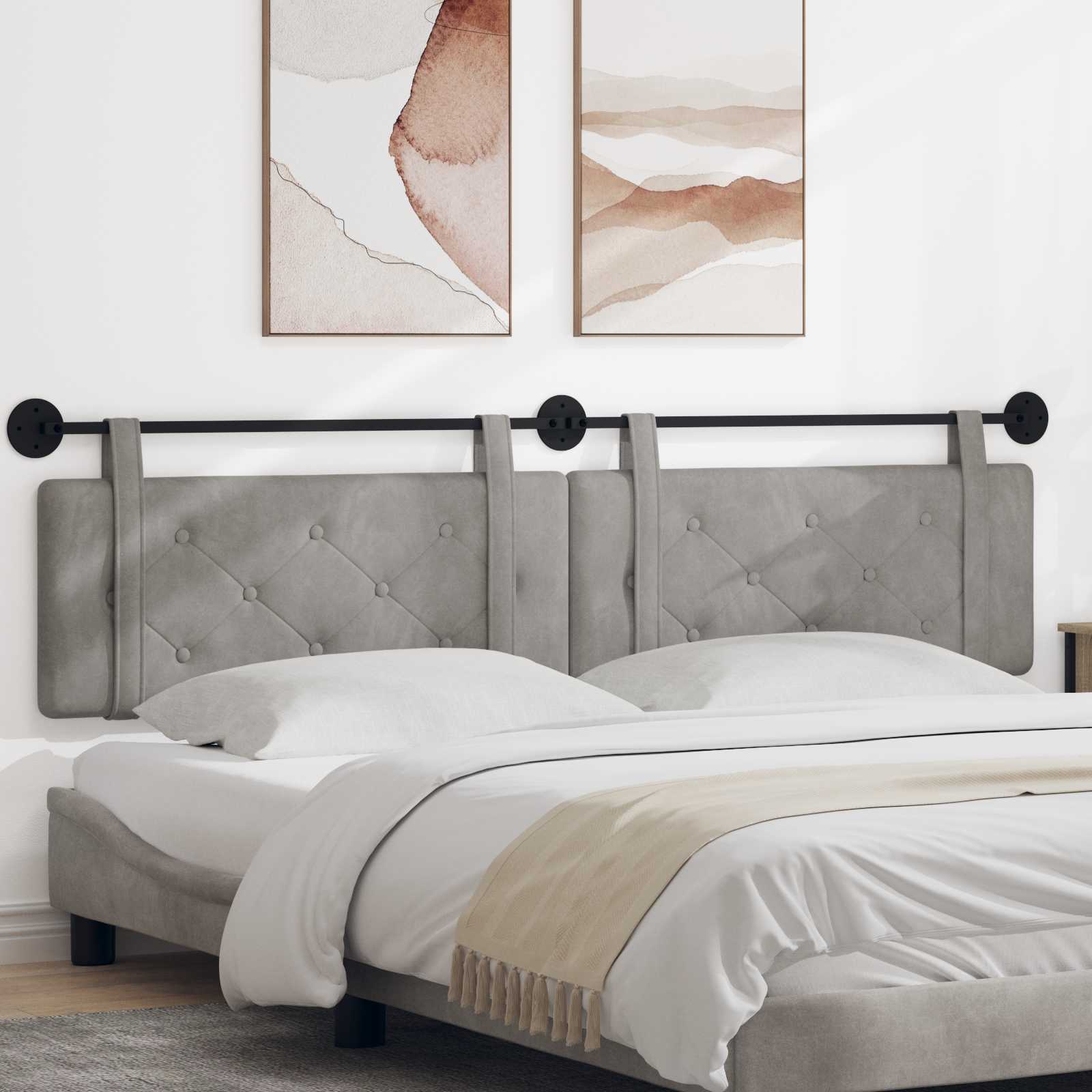 Hangend hoofdbord Lichtgrijs Fluweel is nu te koop bij PeponiXL, paradijselijk wonen!