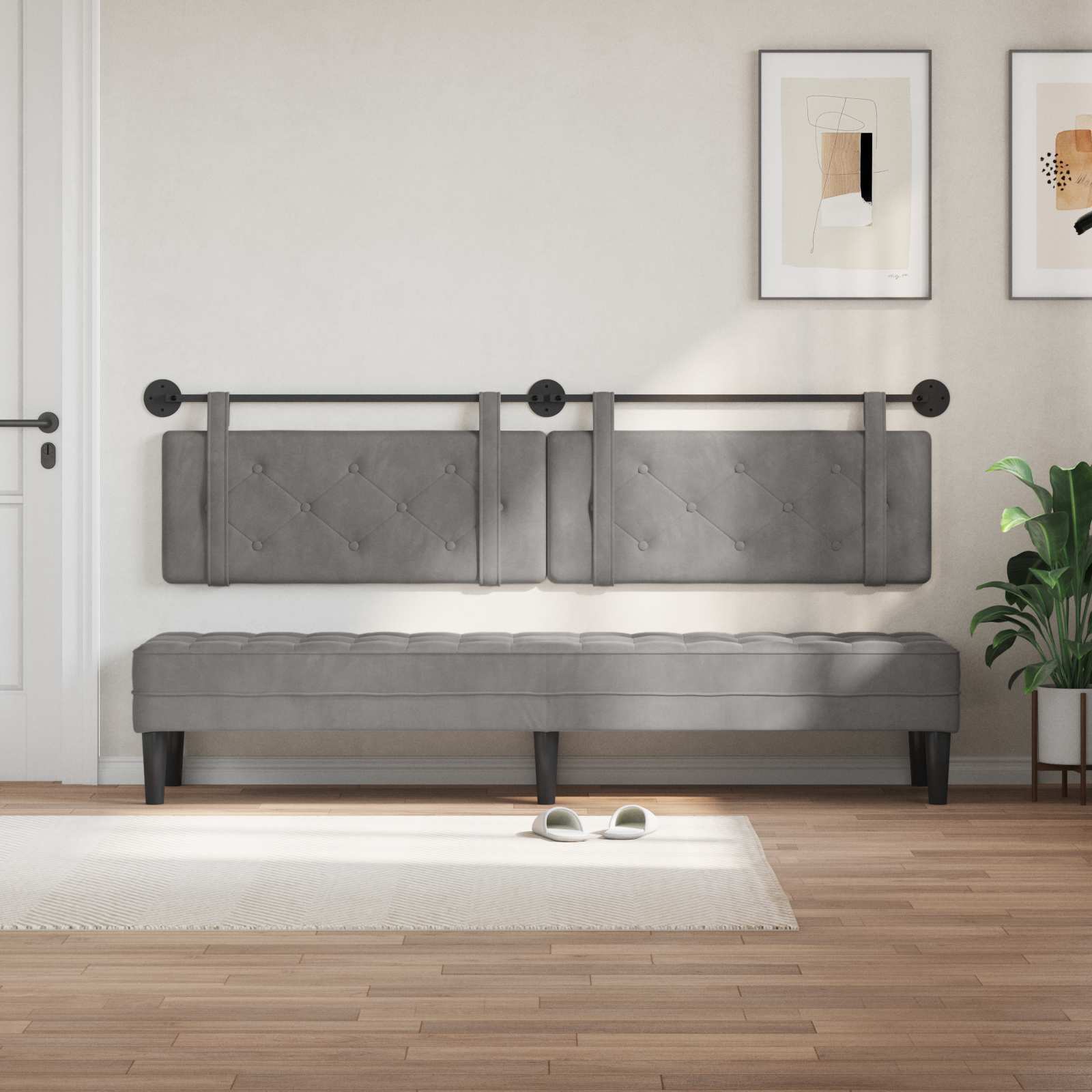 Hangend hoofdbord Lichtgrijs Fluweel is nu te koop bij PeponiXL, paradijselijk wonen!
