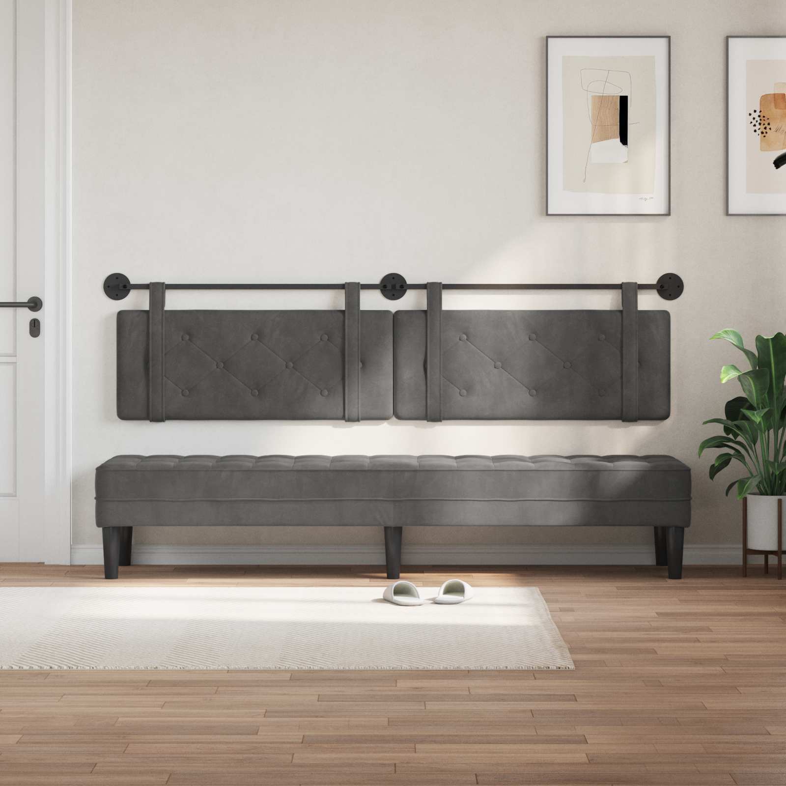 Hangend hoofdbord Donkergrijs Fluweel is nu te koop bij PeponiXL, paradijselijk wonen!