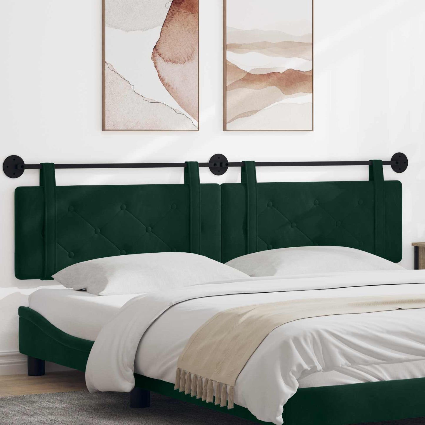 Hangend hoofdbord Donkergroen Fluweel is nu te koop bij PeponiXL, paradijselijk wonen!