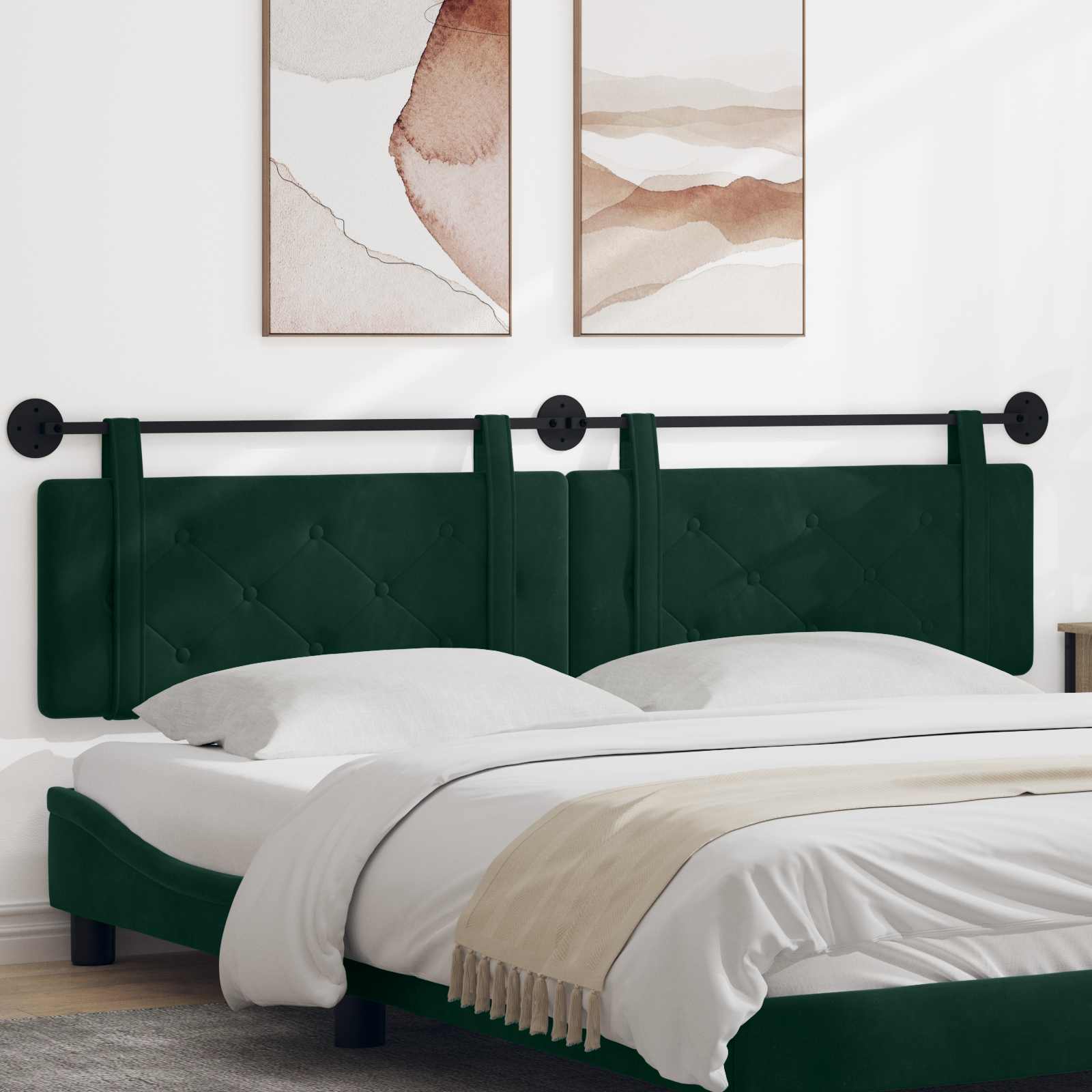 Hangend hoofdbord Donkergroen Fluweel is nu te koop bij PeponiXL, paradijselijk wonen!